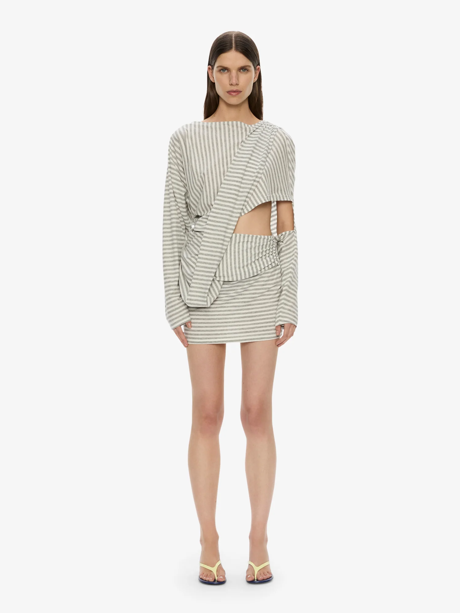 Aiba Draped Cotton Jersey Long Sleeve Dress