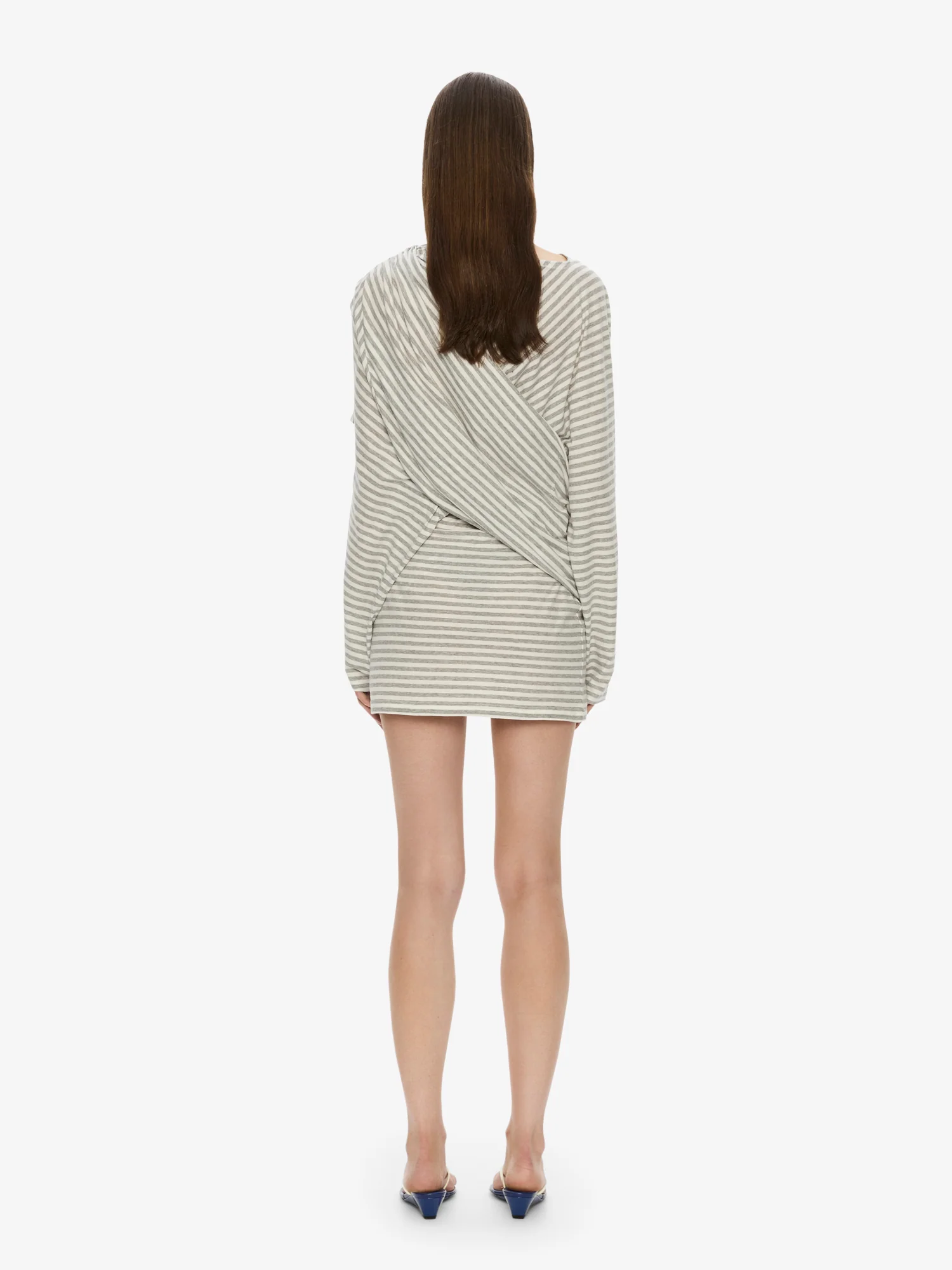 Aiba Draped Cotton Jersey Long Sleeve Dress - Image 4