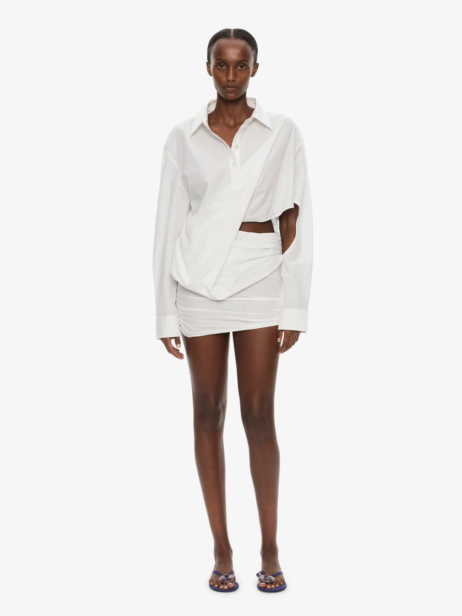 Aiba Draped Shirt Dress