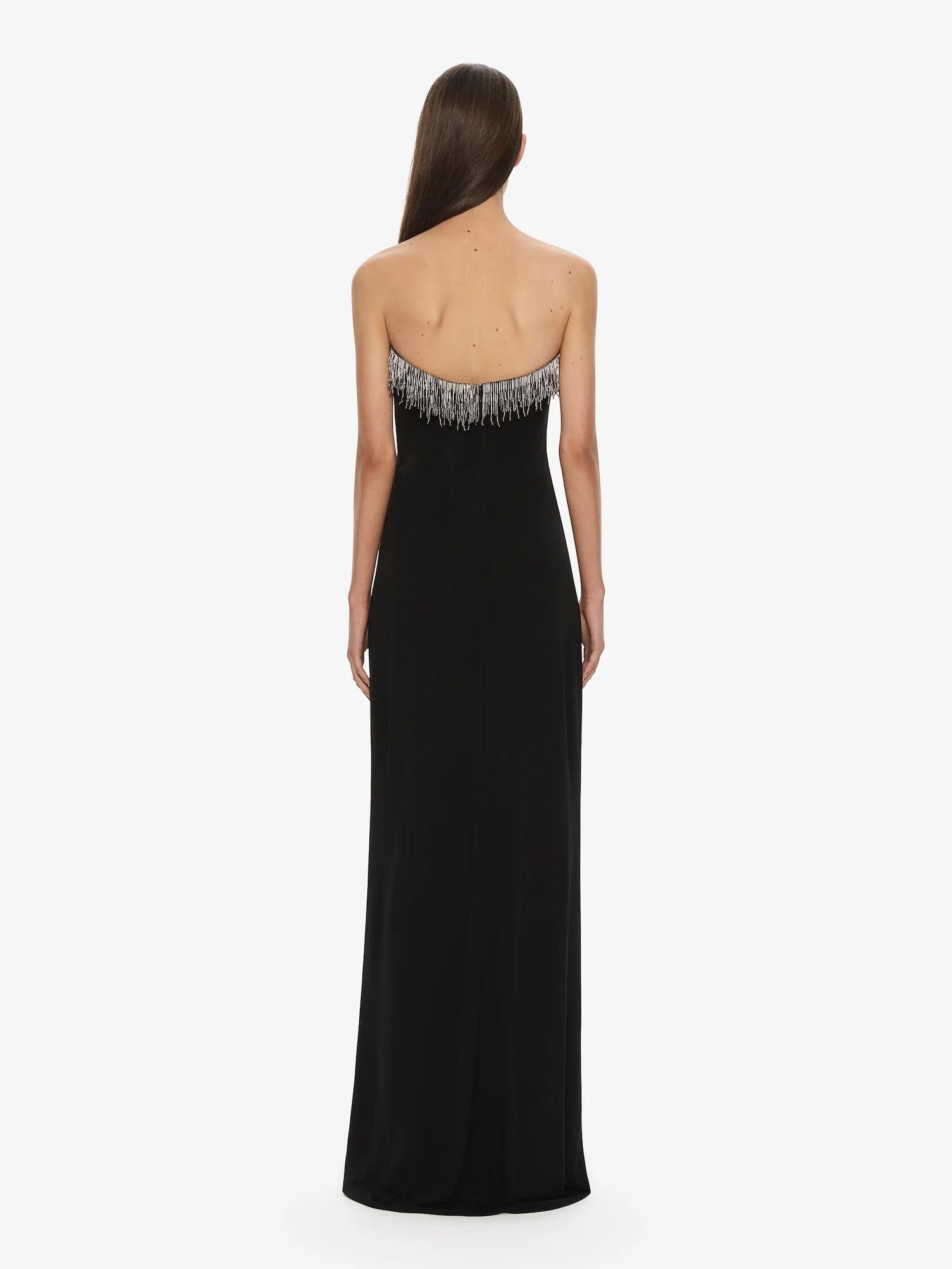 Arced Palm Strapless Fringe Dress - Image 4