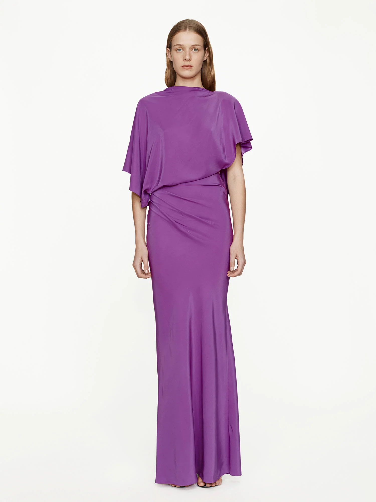 Backless Drape Satin Dress