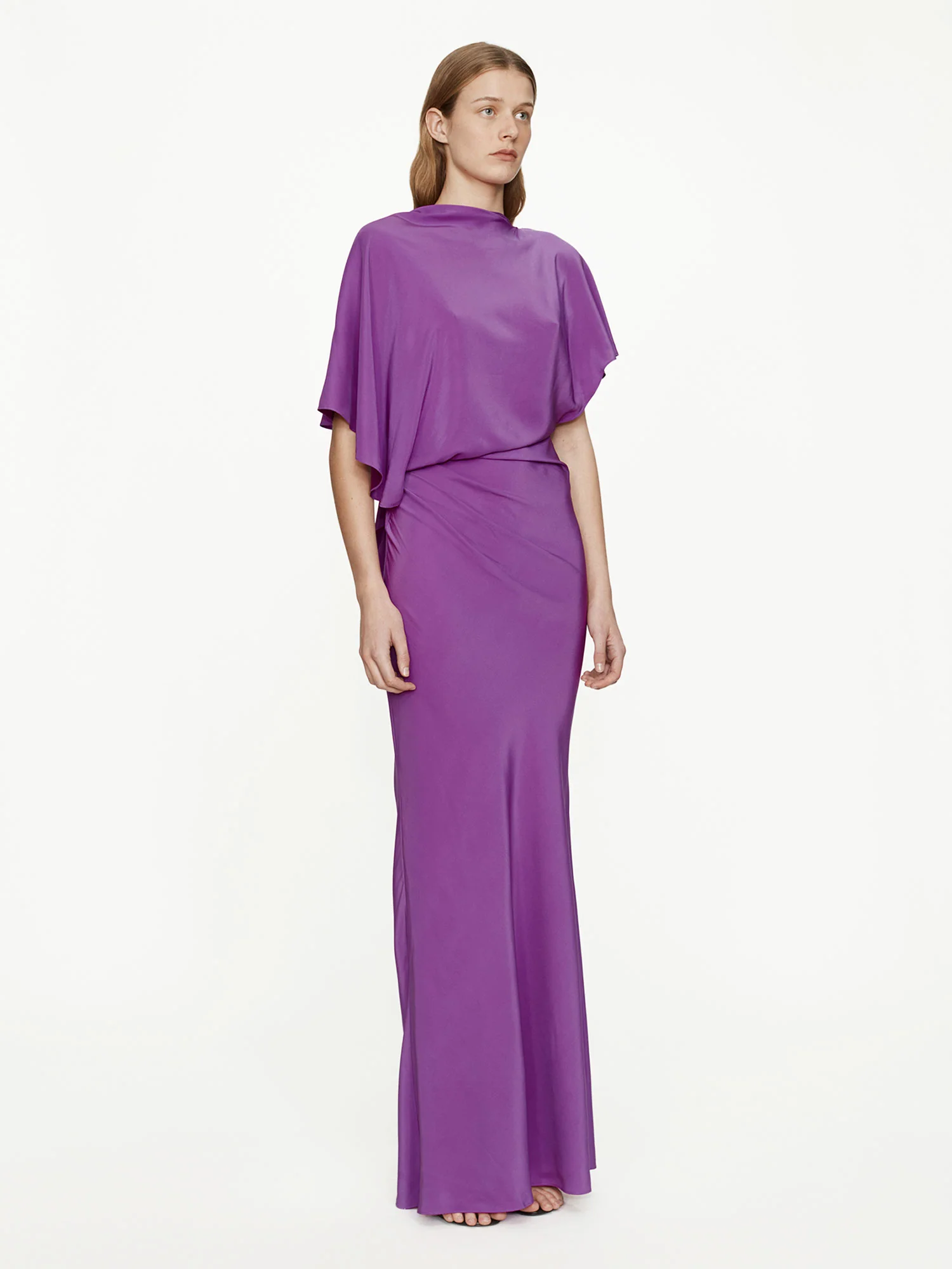 Backless Drape Satin Dress - Image 3