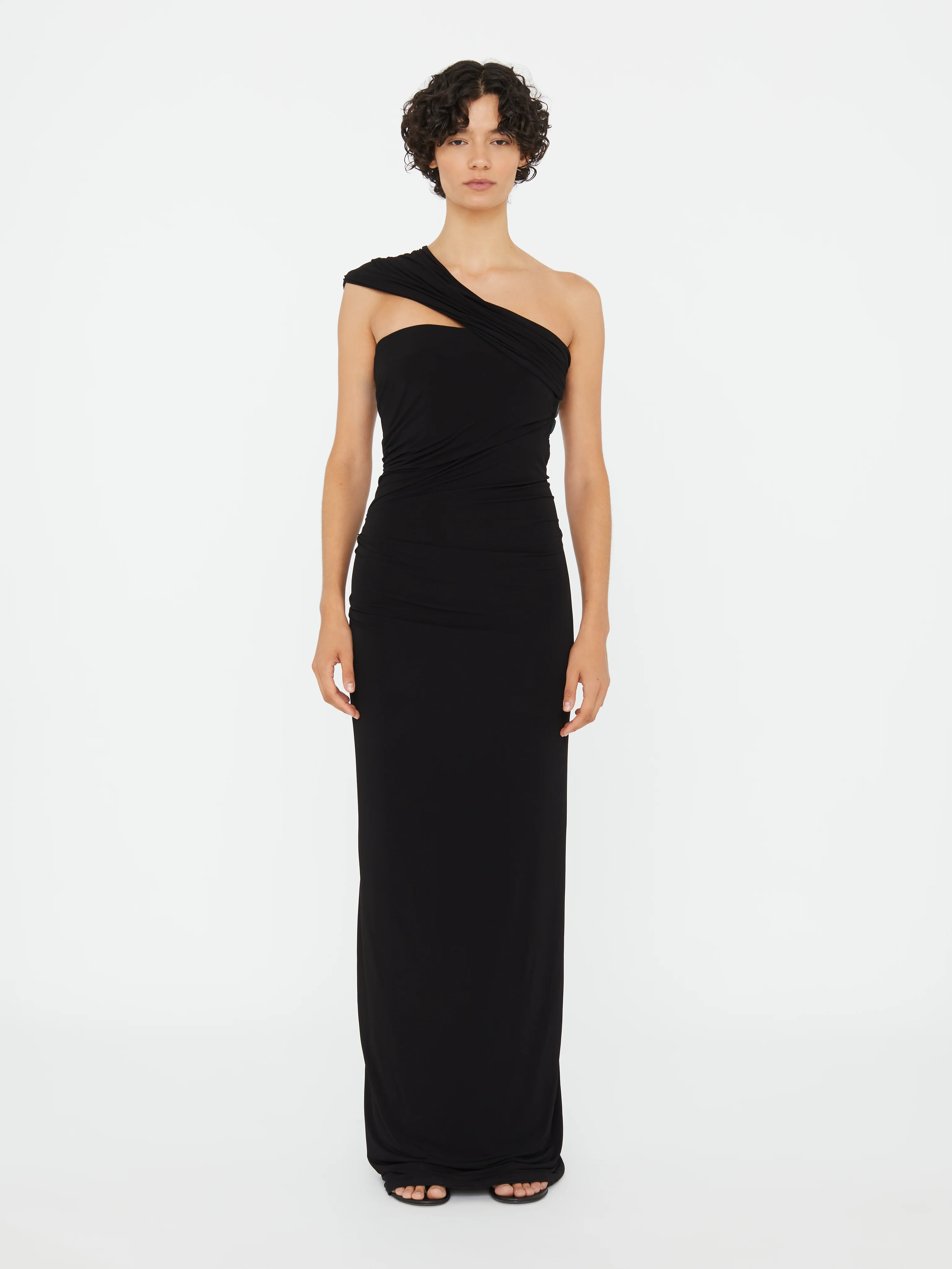 Beach Glass Draped Jersey Strapless Dress