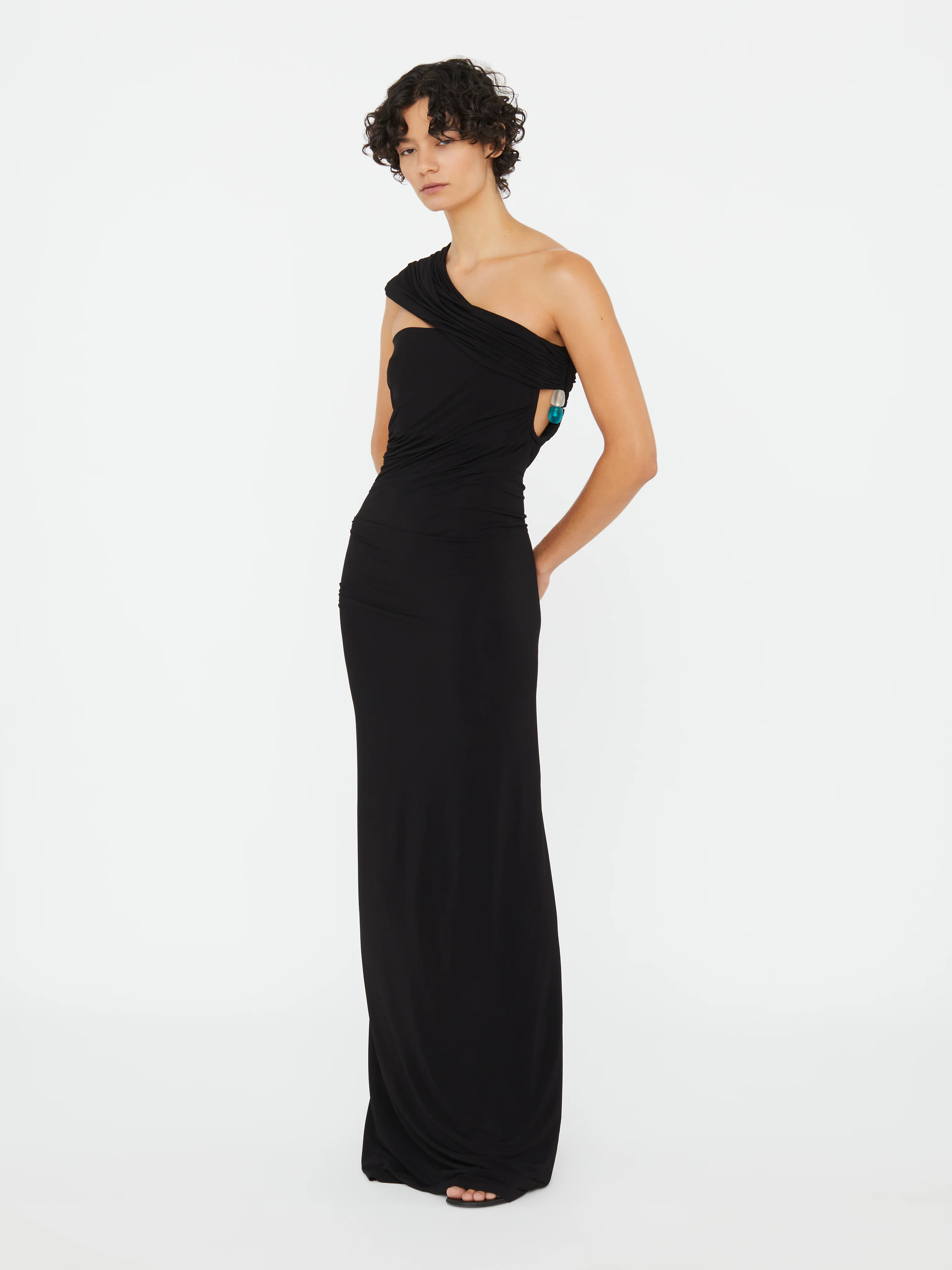 Beach Glass Draped Jersey Strapless Dress - Image 3