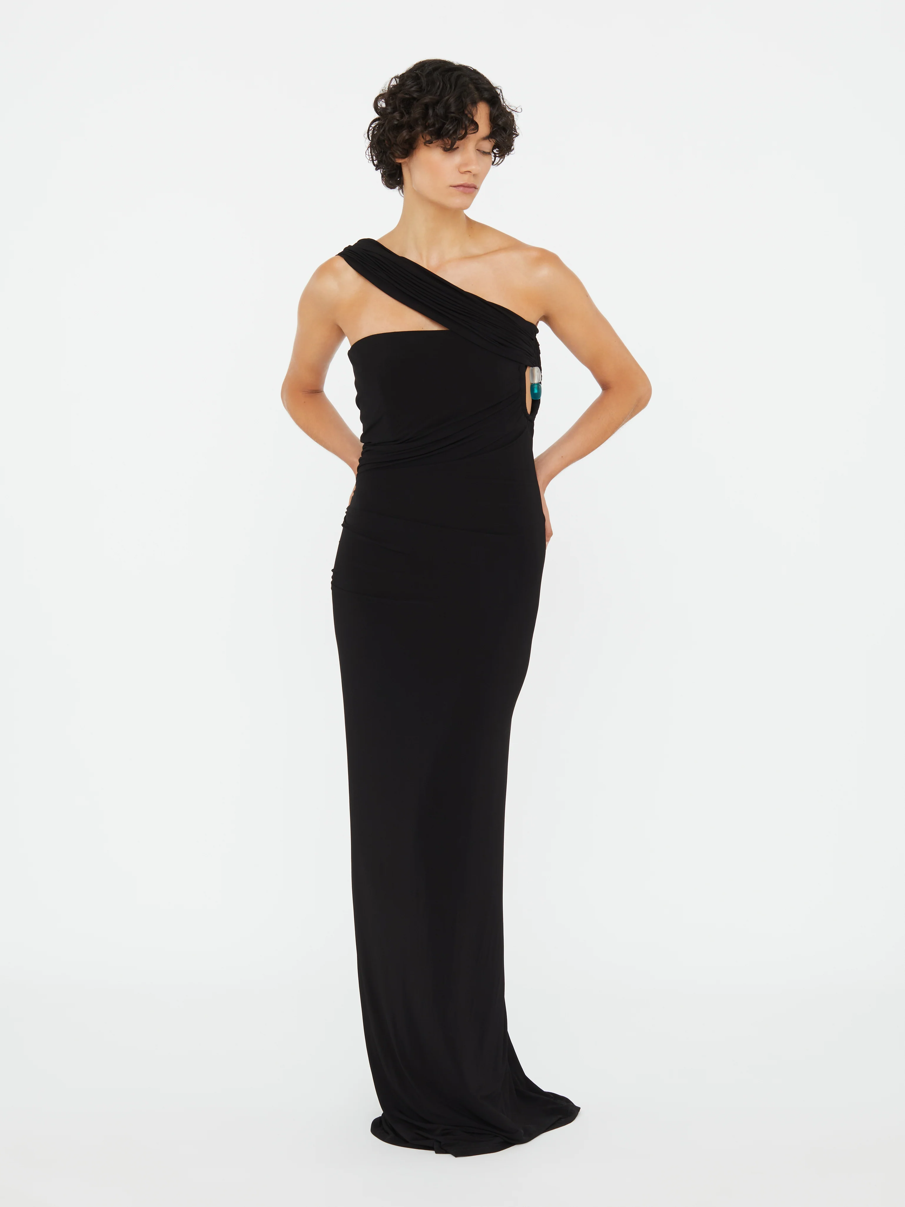 Beach Glass Draped Jersey Strapless Dress - Image 6