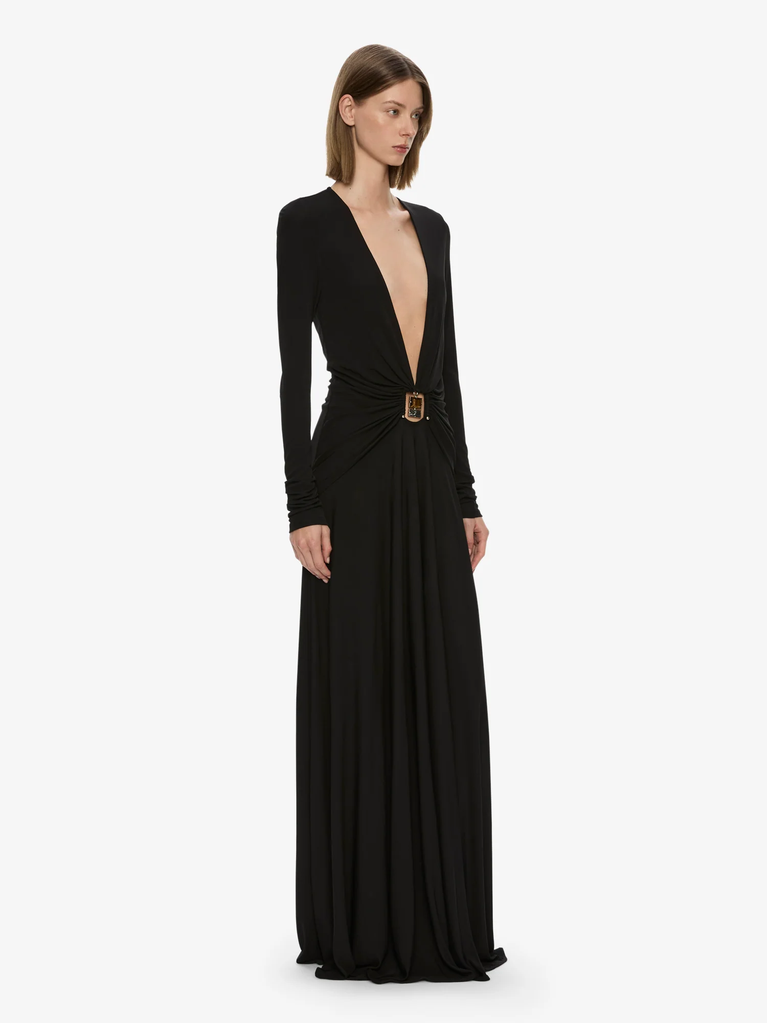 Bezel Quartz Ruched Long Sleeve Dress - Image 2