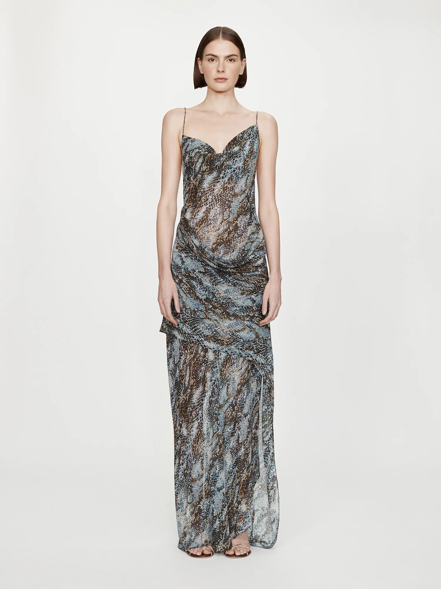 Cowl Hip Slip Print Dress - Image 6