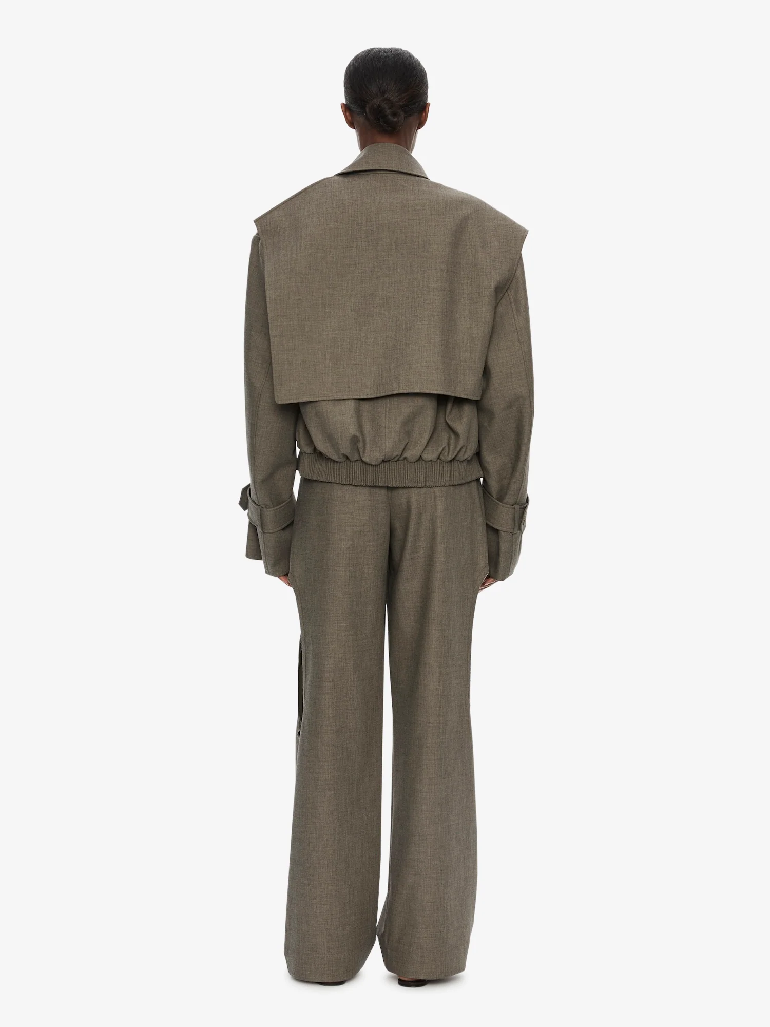 Cropped Trench Bomber Jacket - Image 4