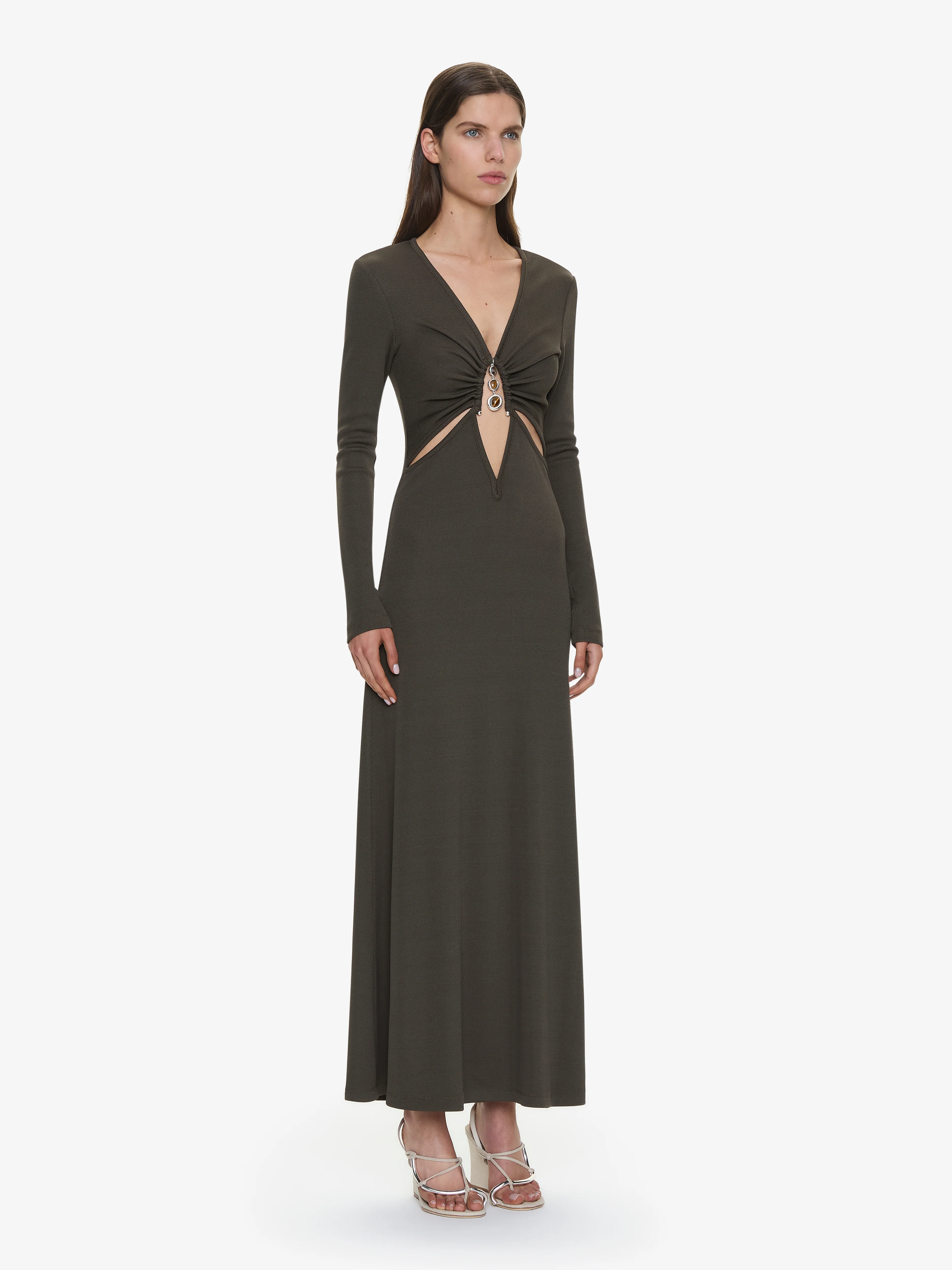 Droplet Crystal Loophole Long Sleeve Dress - Image 2