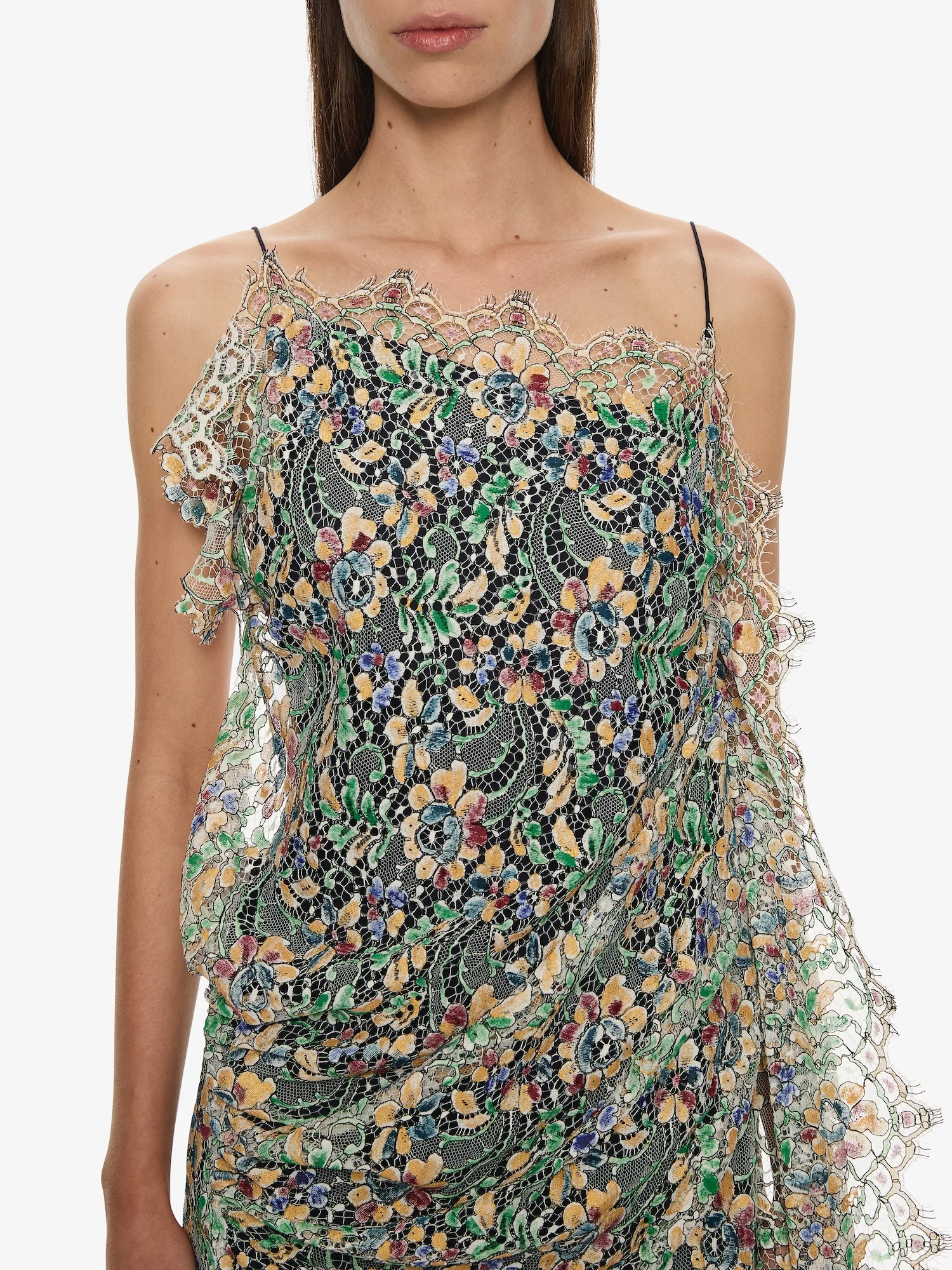 Hand Painted Draped Lace Mini Dress - Image 4