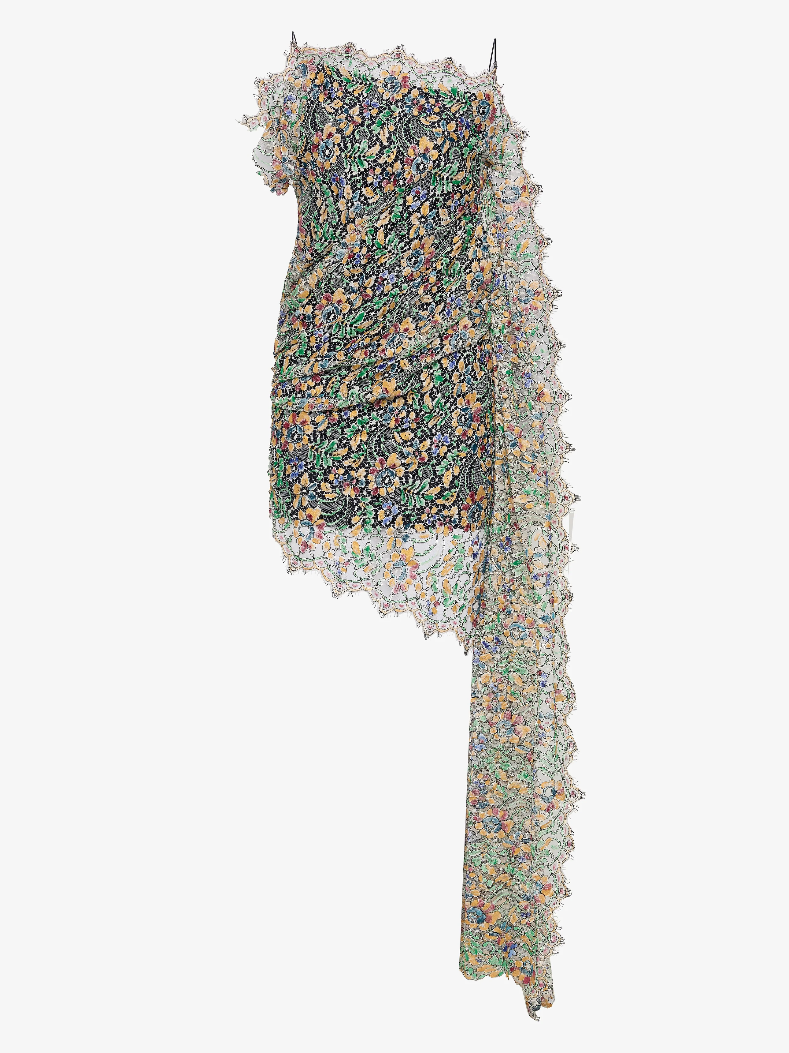 Hand Painted Draped Lace Mini Dress - Image 6