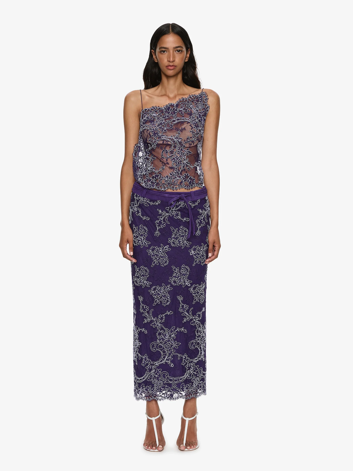 Iris Lace Suede Belted Skirt - Image 4