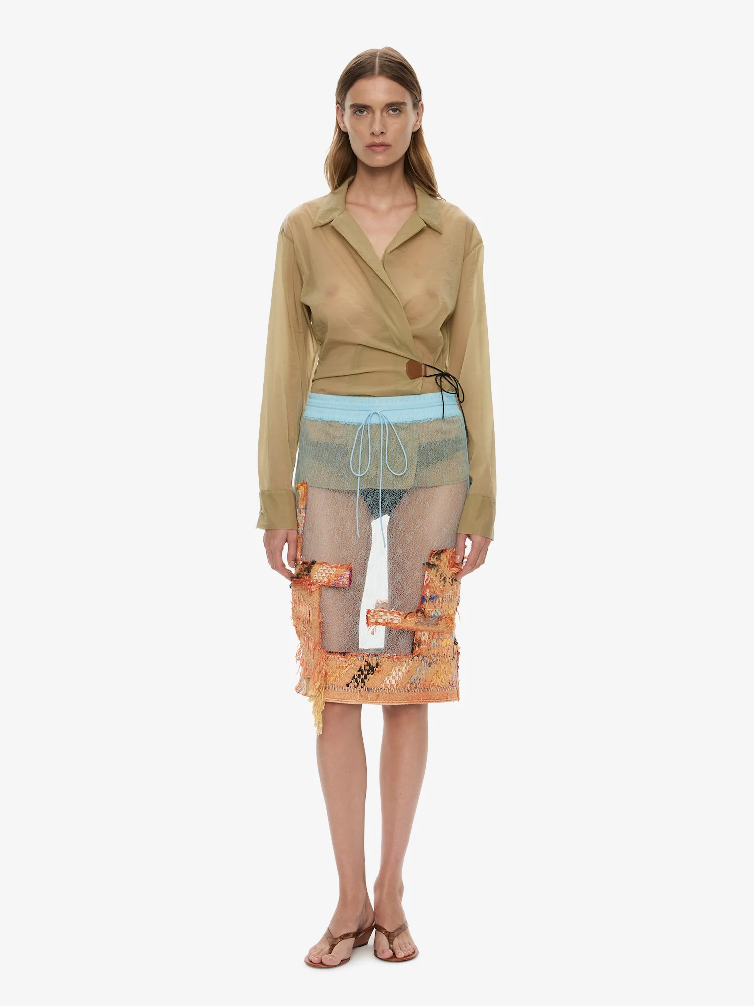 Kirk Mottled Sheer Leather Tie Shirt - Image 2