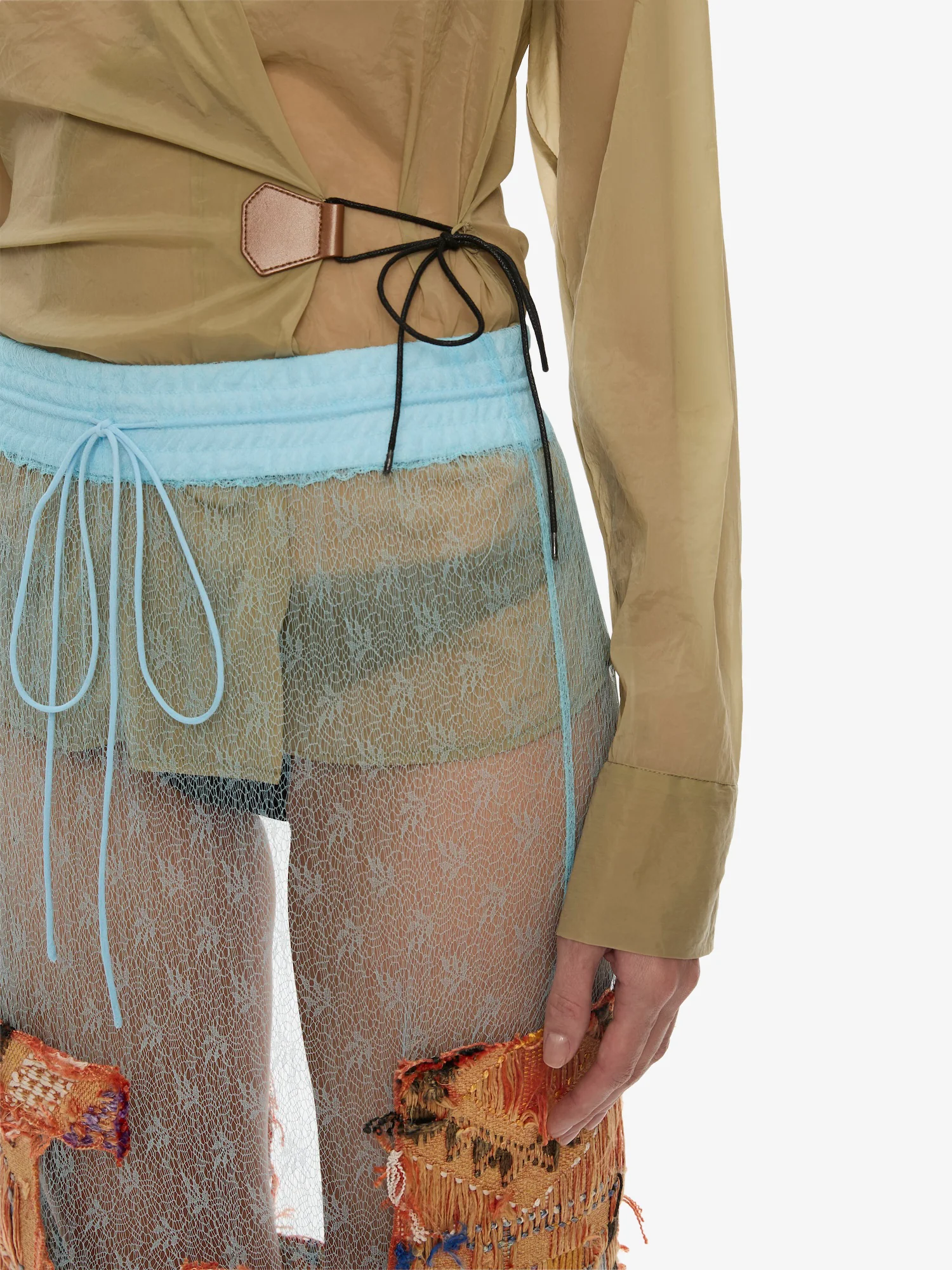 Kirk Mottled Sheer Leather Tie Shirt - Image 5