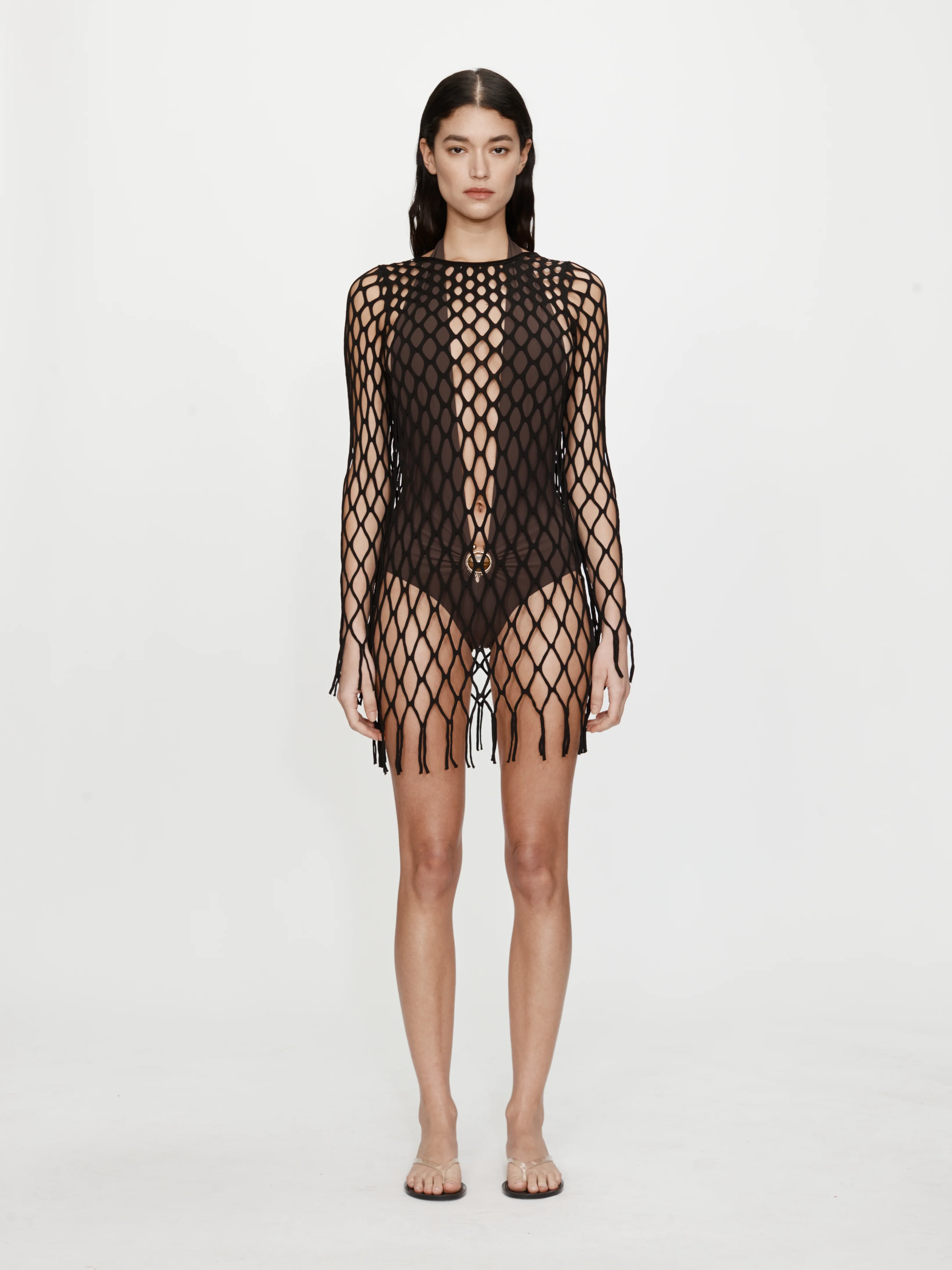 Knitted Mesh Mini Dress