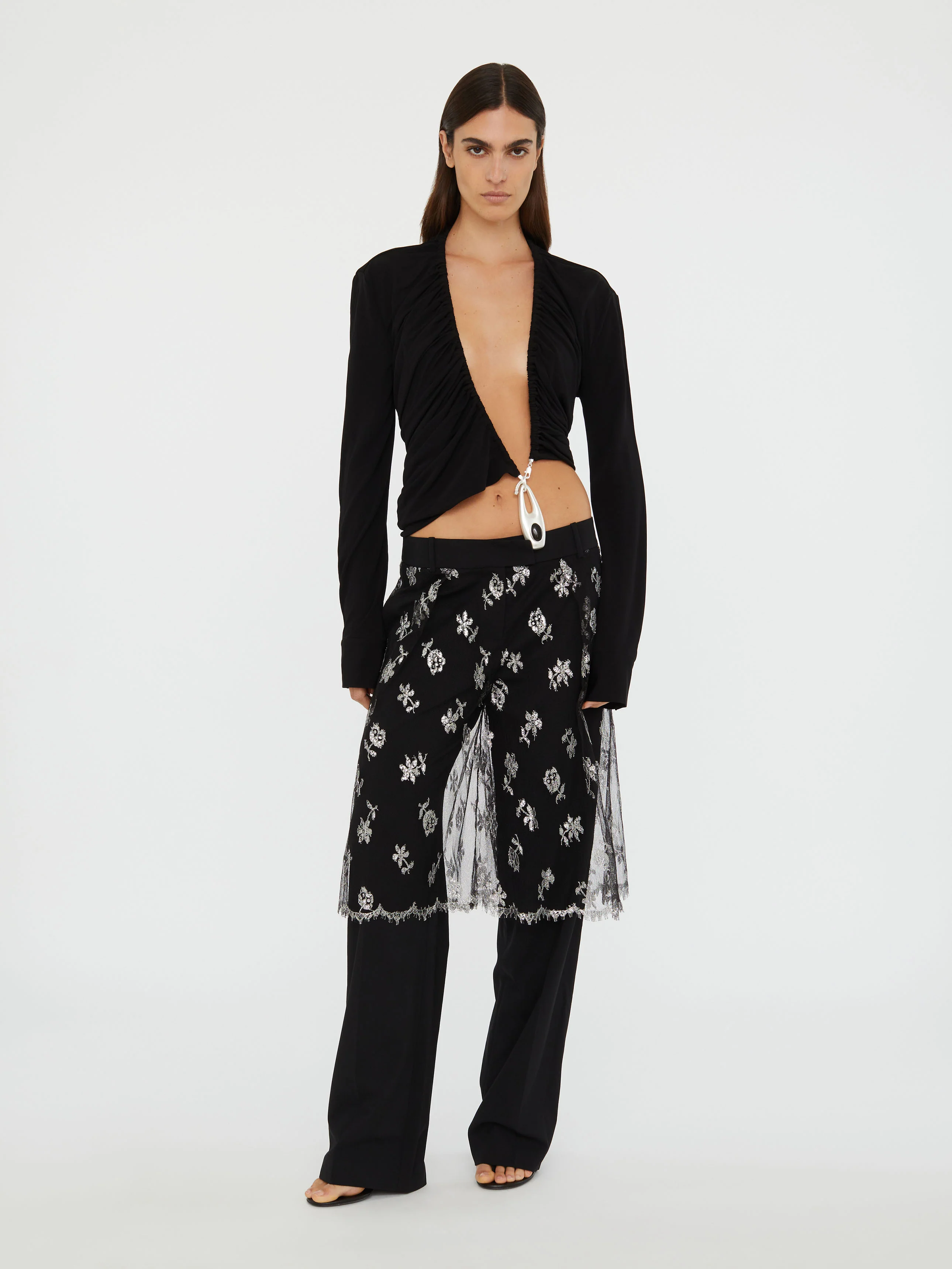 Lace Sarong Wool Trouser - Image 3