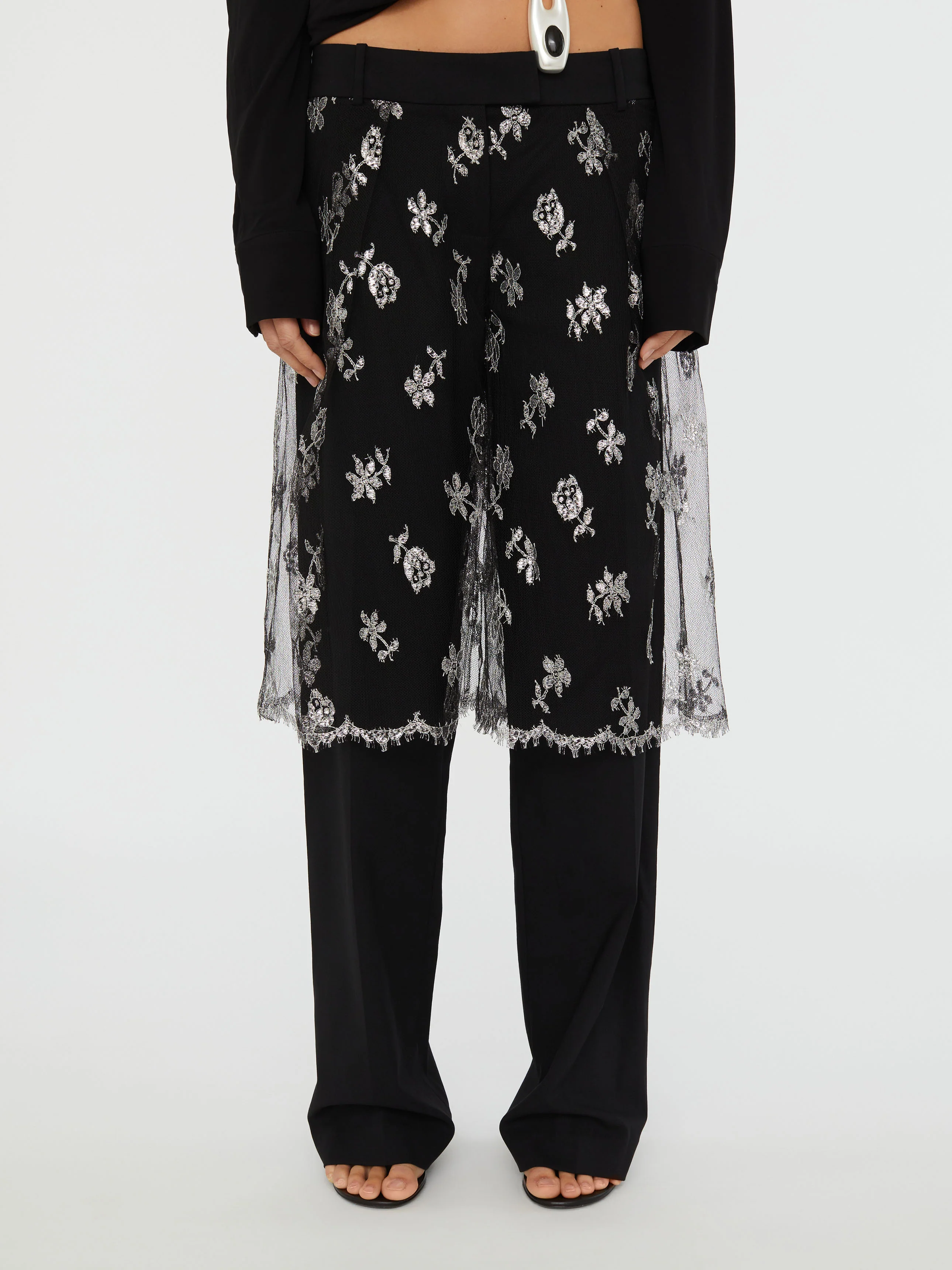Lace Sarong Wool Trouser - Image 4