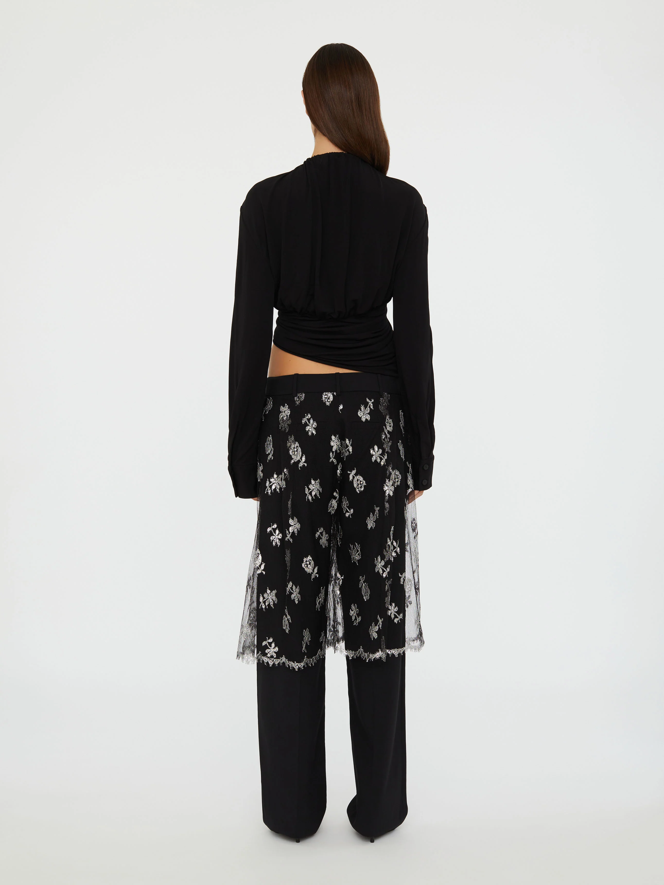 Lace Sarong Wool Trouser - Image 7