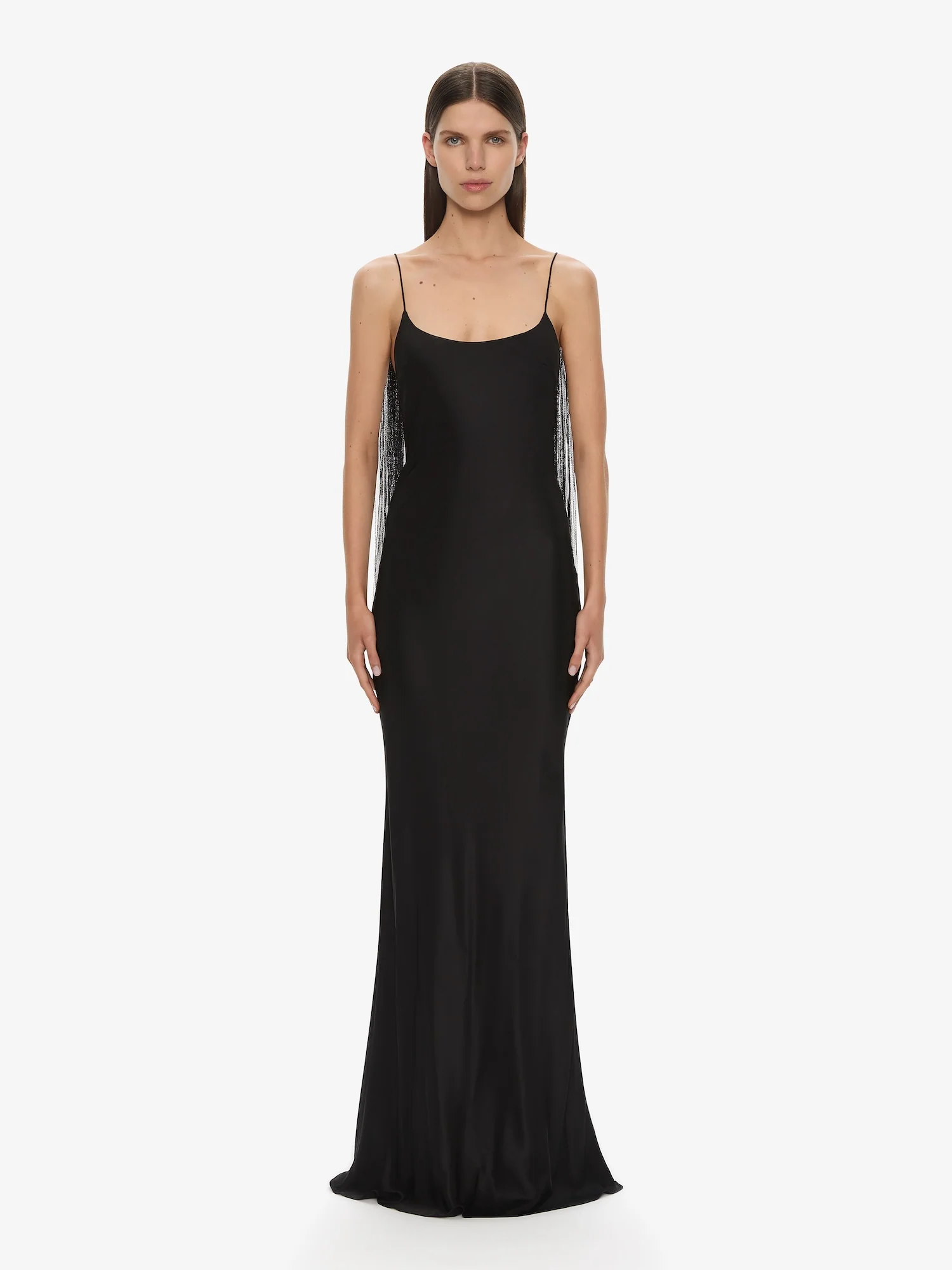 Lattice Lace Silk Gown