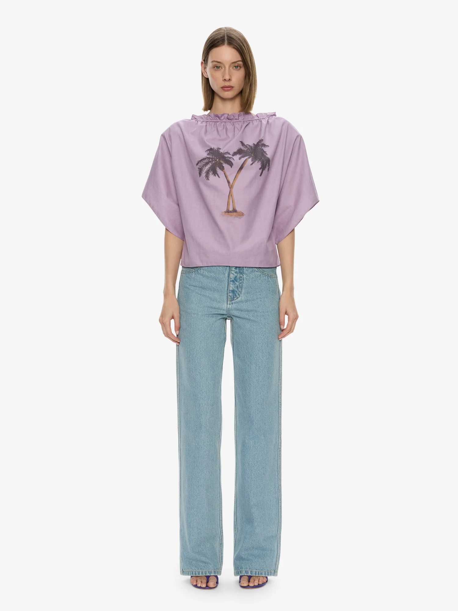 Mirage Palm Poplin Top - Image 2