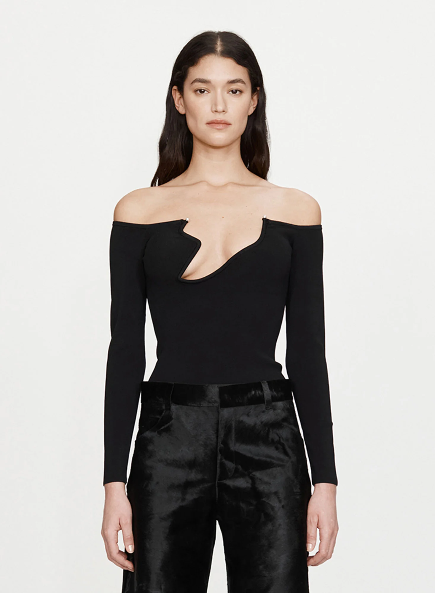 Odessa Arced Knitted Long Sleeve Top