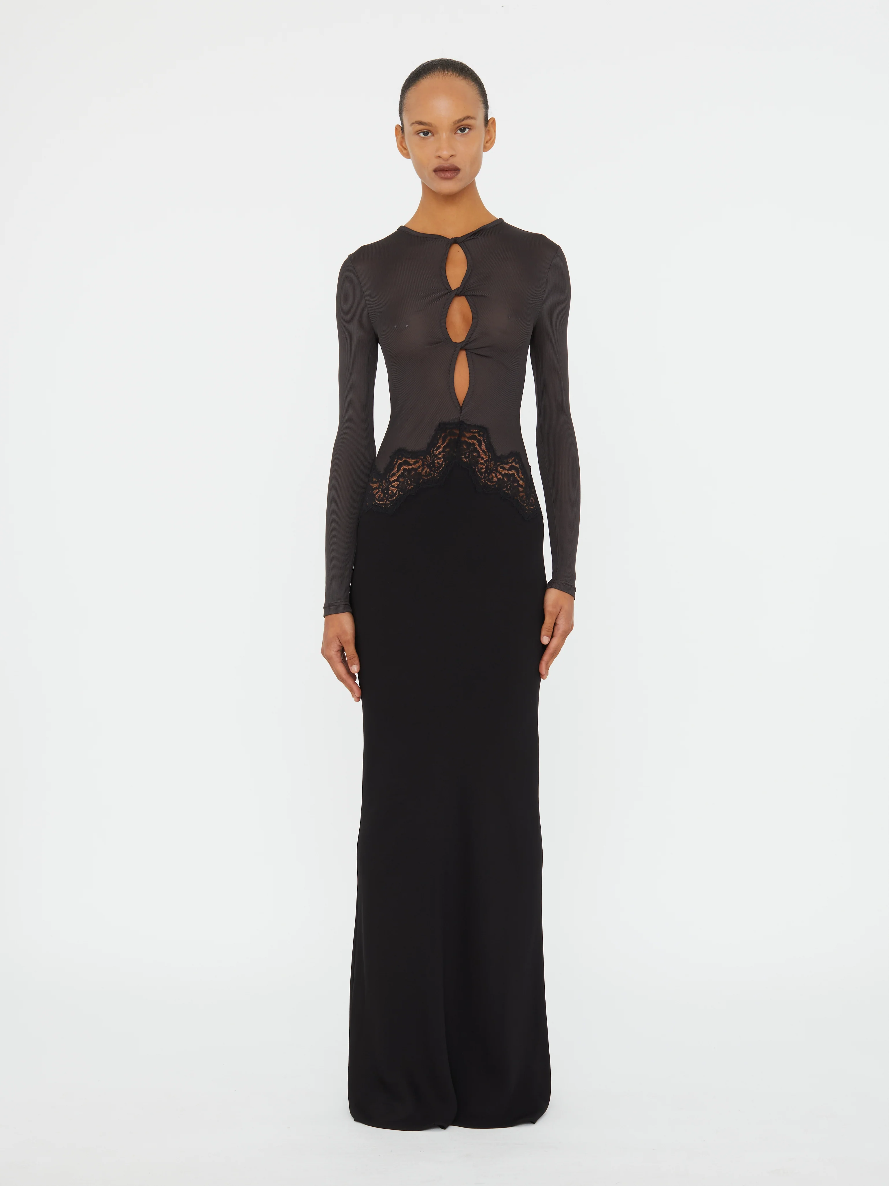 Open Twist Verner Lace Long Sleeve Dress
