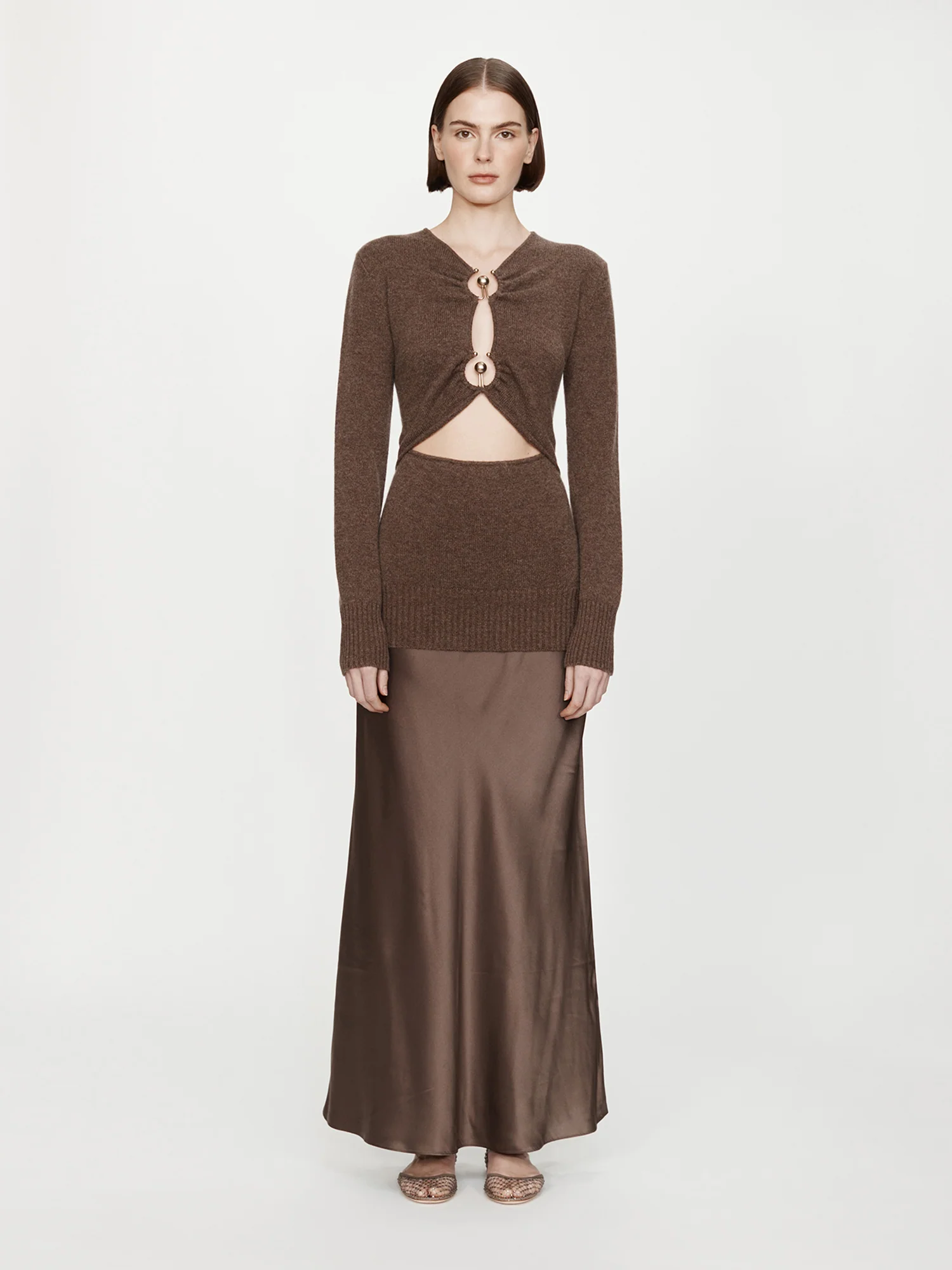 Orbit Ruched Monument Long Sleeve Dress