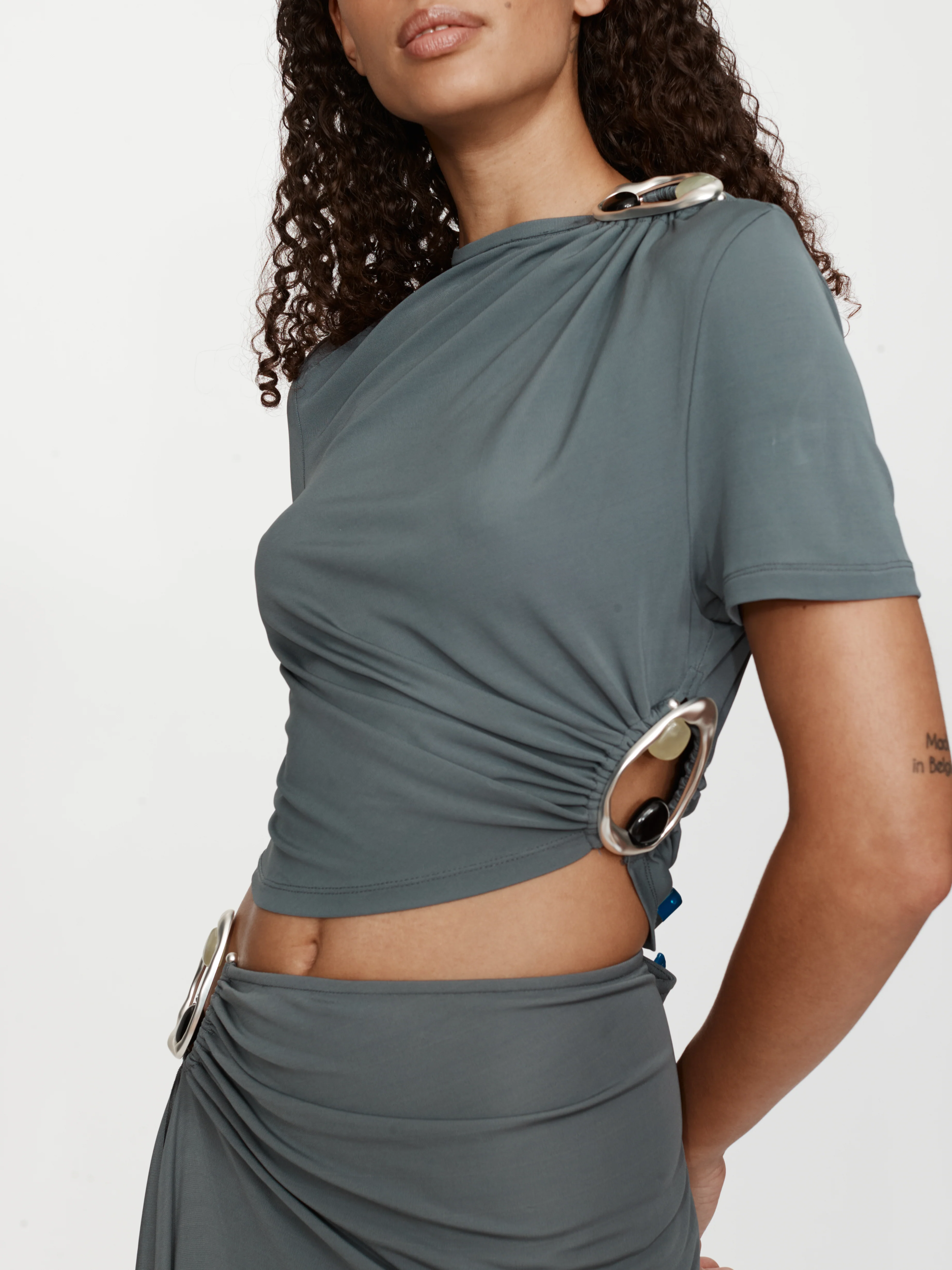 Orica Crystal Ruched Jersey Tee - Image 2