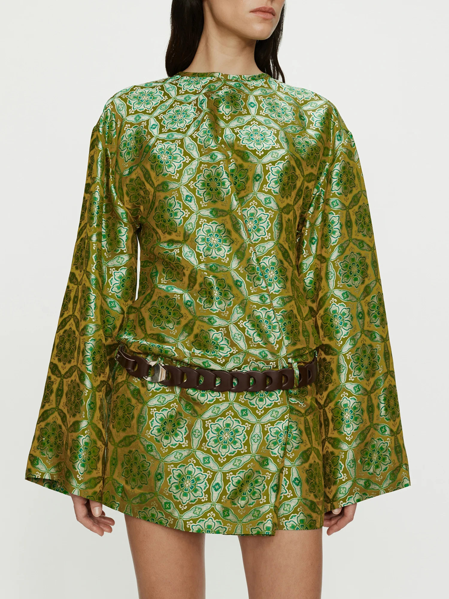 Palmira Leather Belted Long Sleeve Mini Dress - Image 2