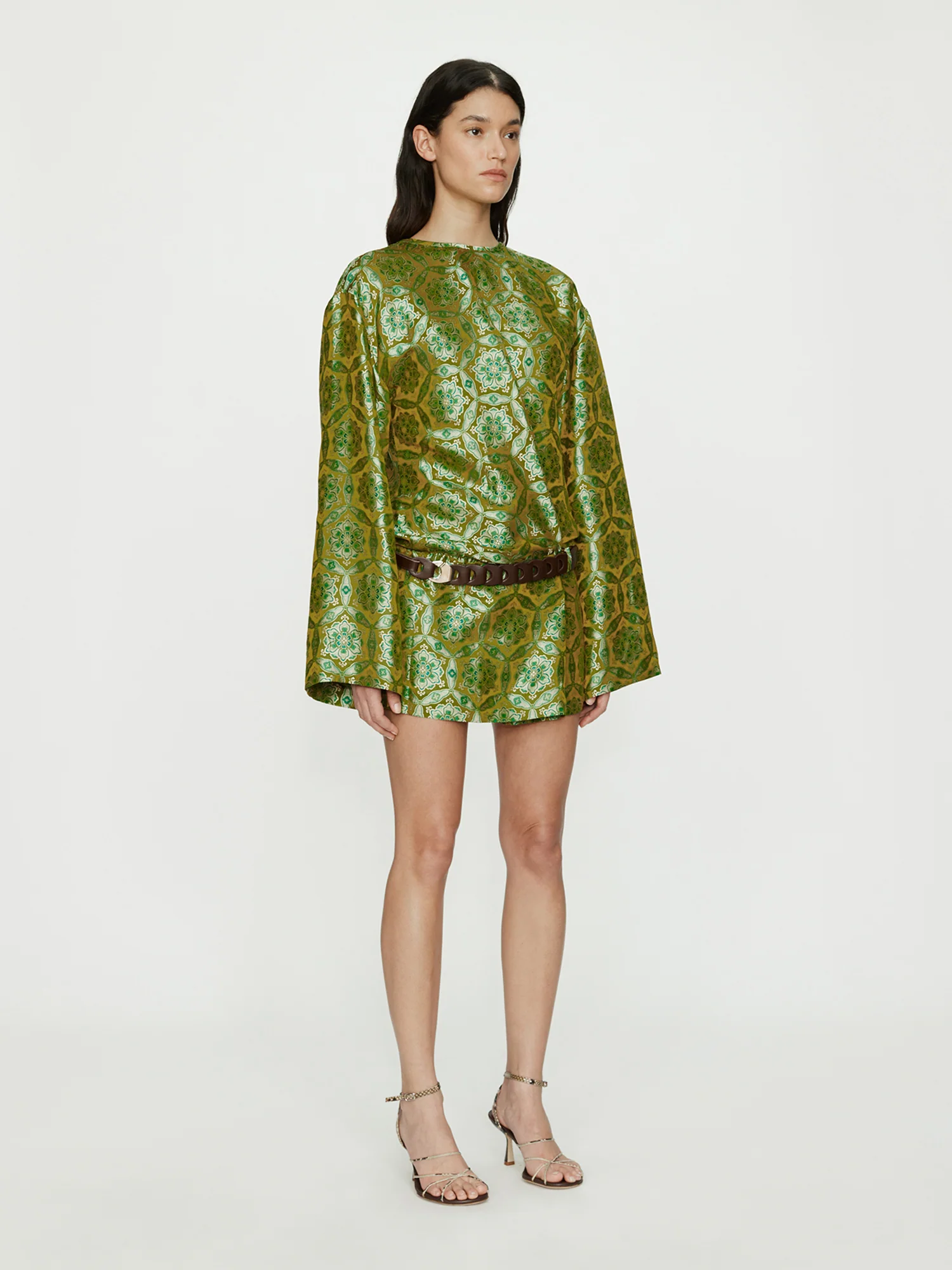 Palmira Leather Belted Long Sleeve Mini Dress - Image 4