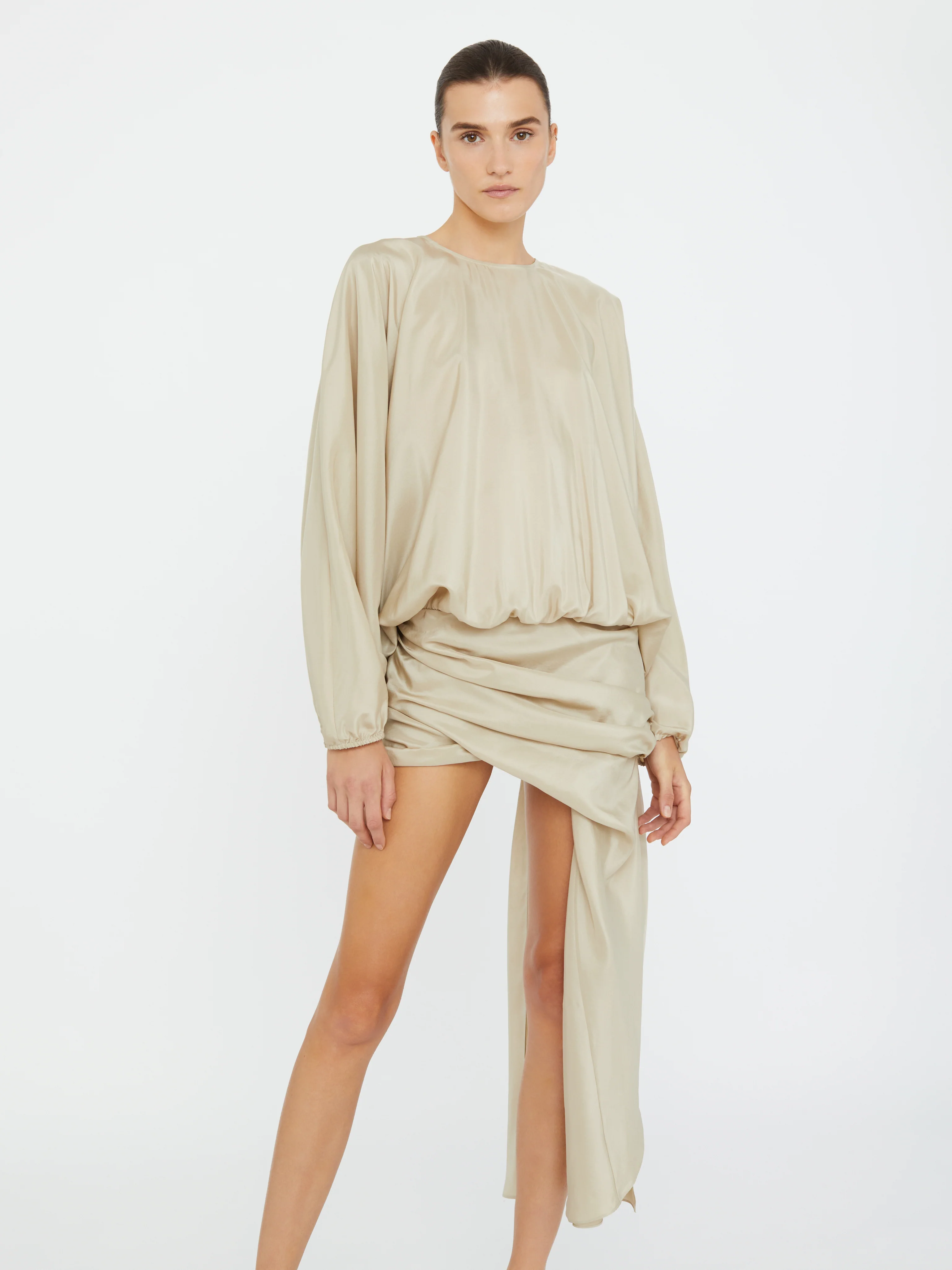 Parachute Silk Drape Mini Dress - Image 3