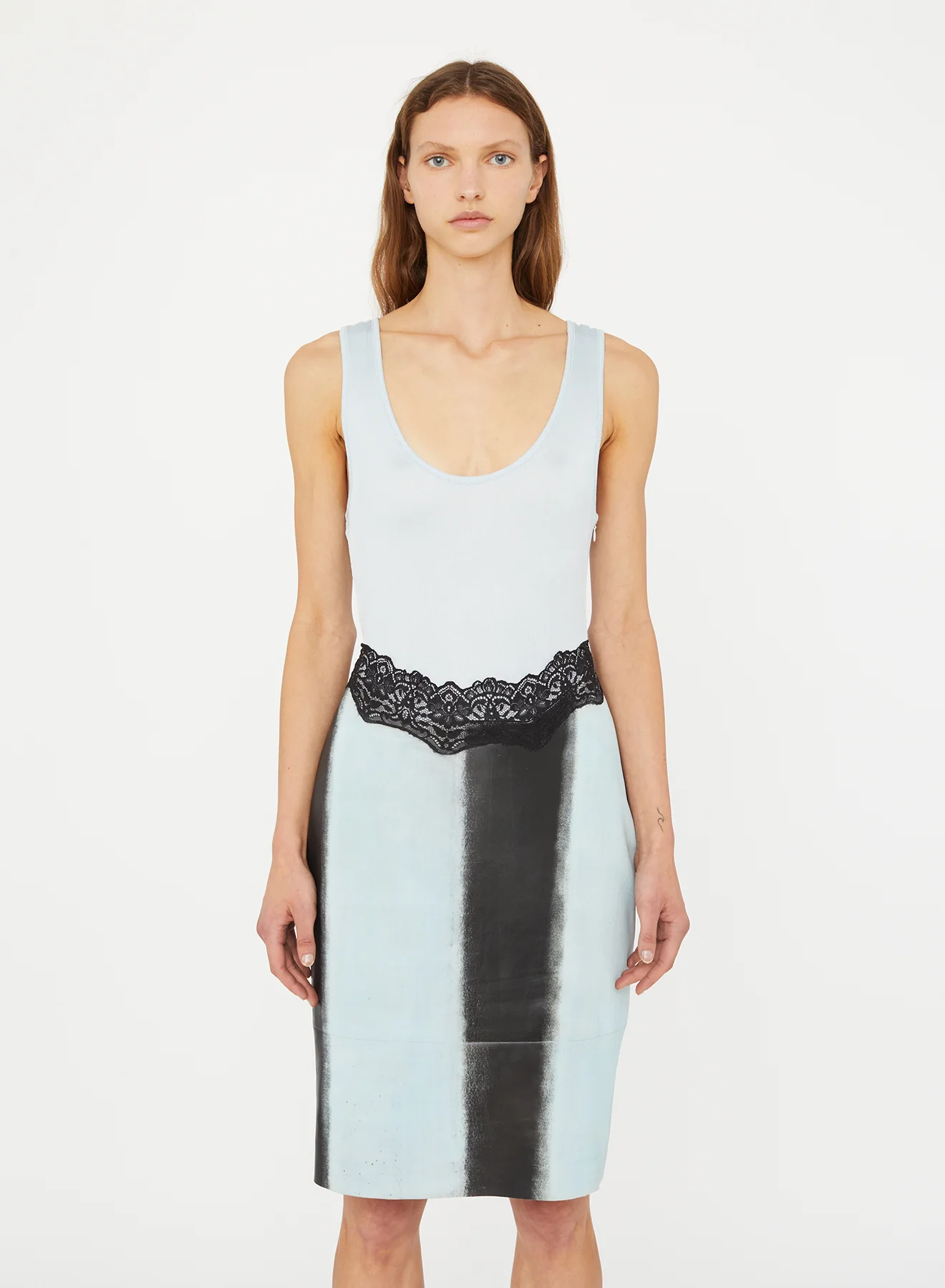 Ribbed Scuffed Leather Tank Dress - Image 3
