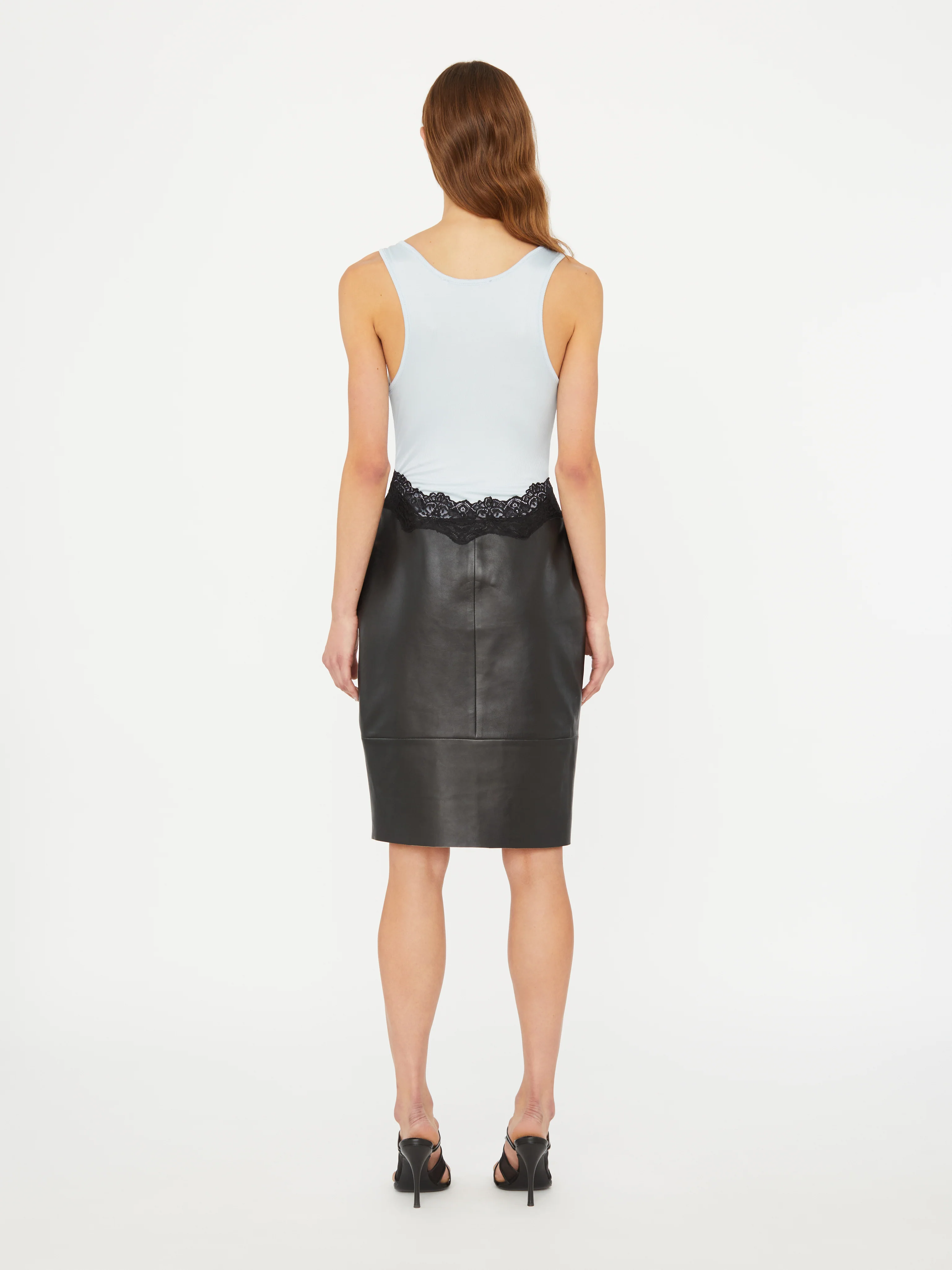 Ribbed Scuffed Leather Tank Dress - Image 4