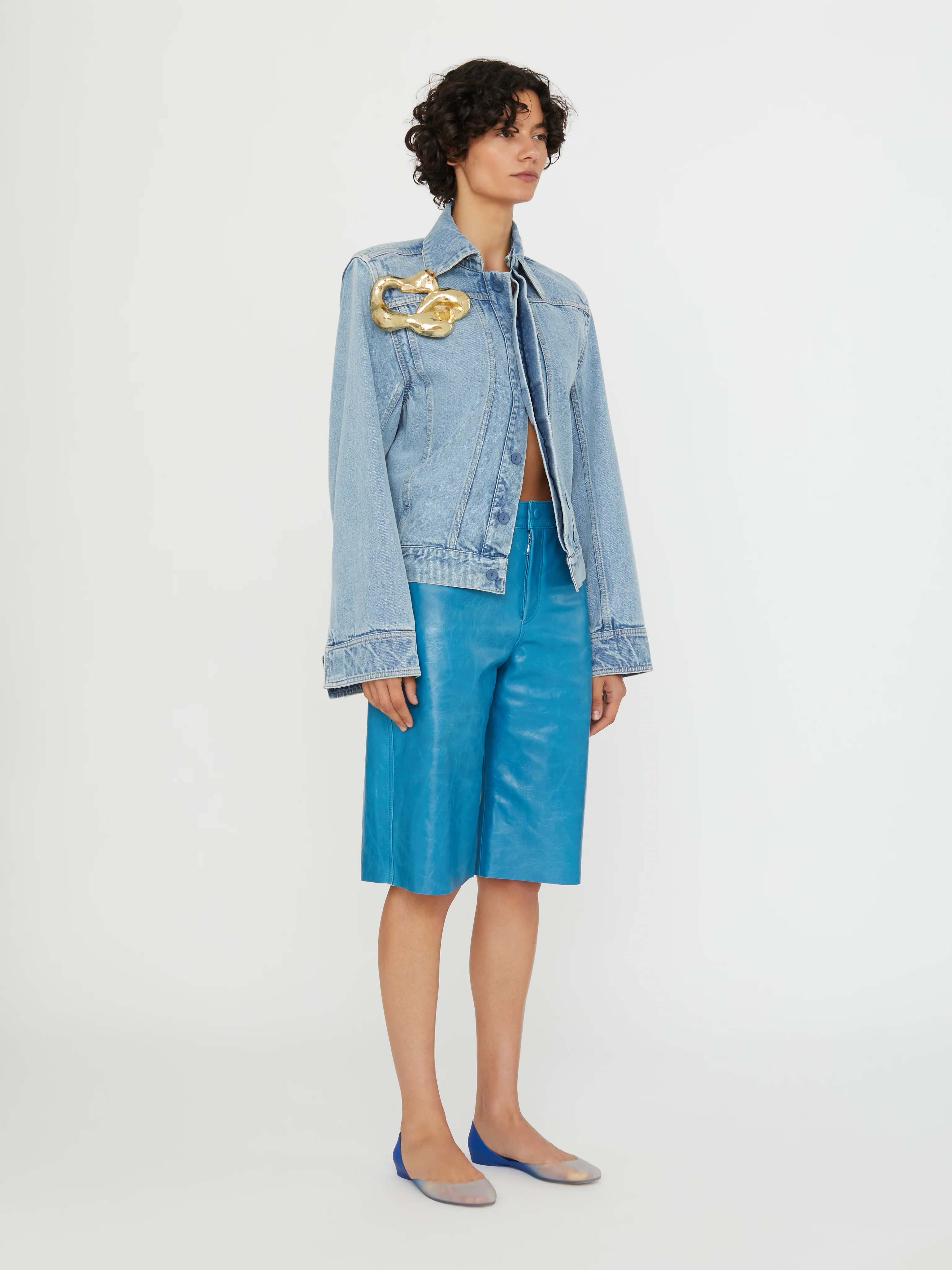 Sculptured Corsage Denim Jacket - Image 4