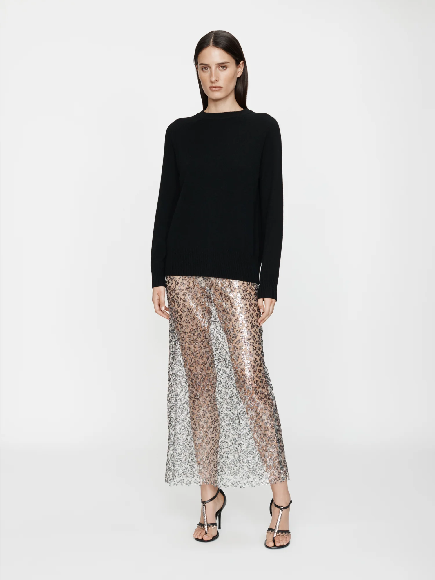 Sequinned Lace Column Skirt - Image 2