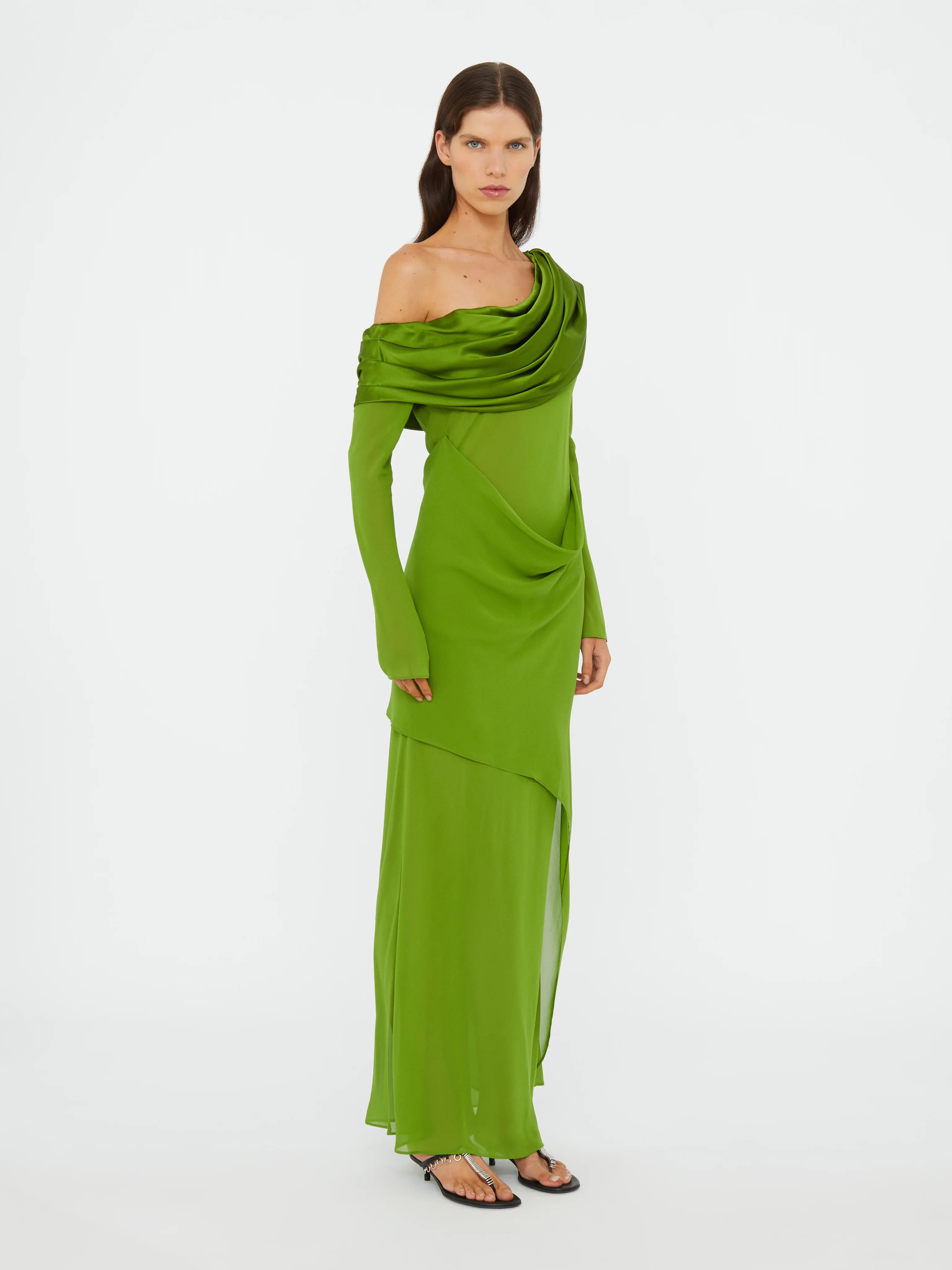 Silk Draped Shawl Dress - Image 2
