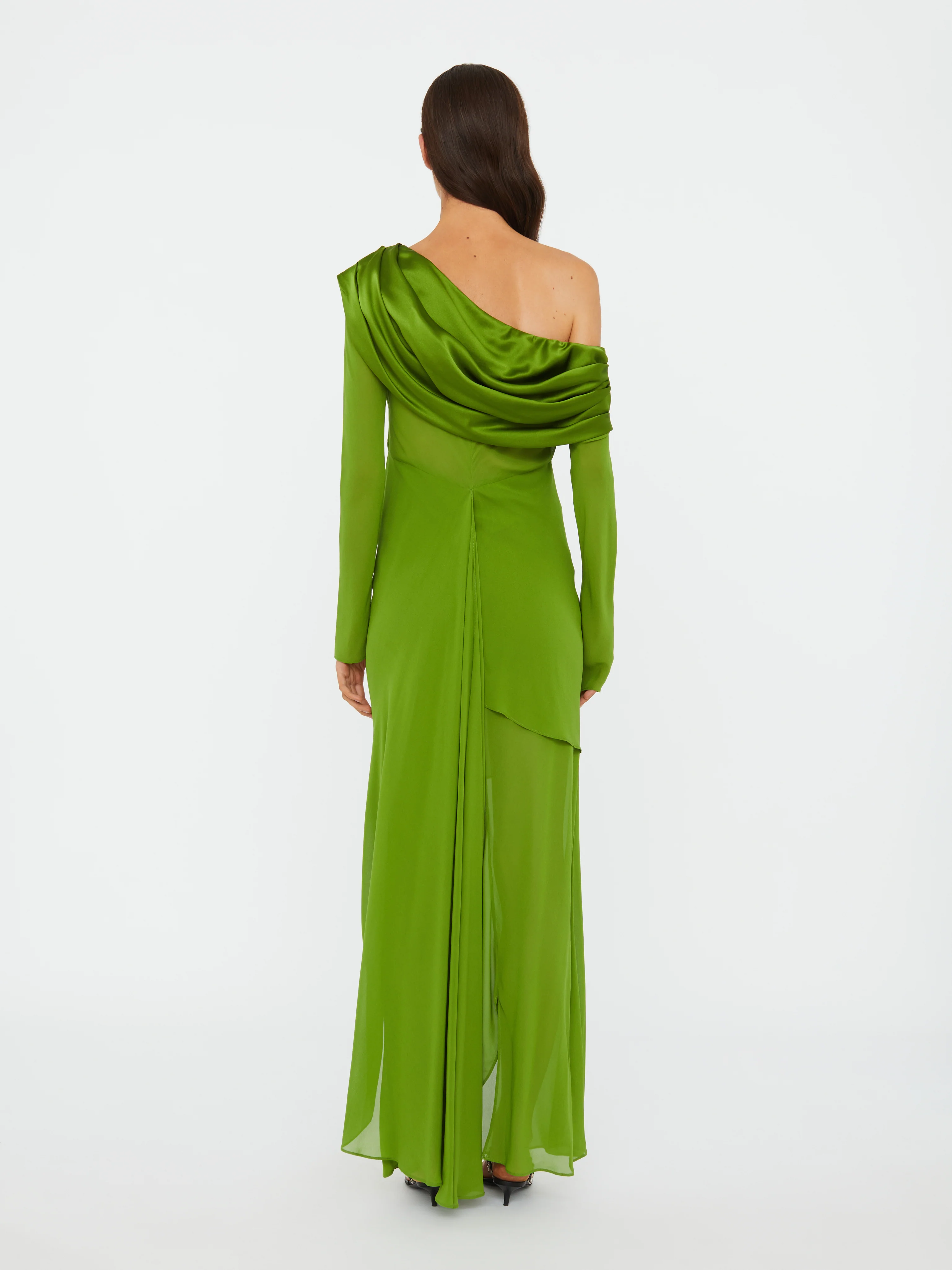 Silk Draped Shawl Dress - Image 4