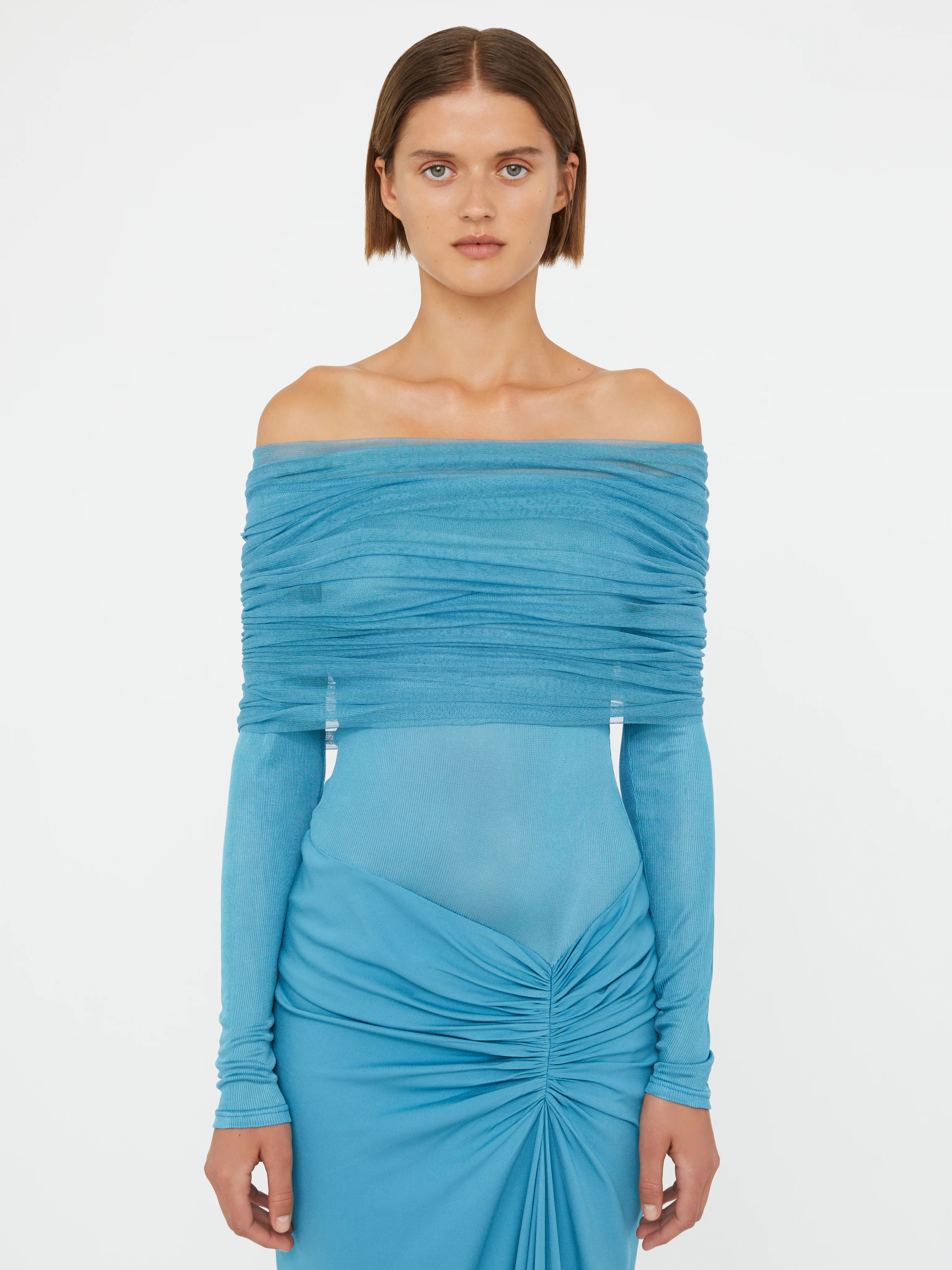 Sonora Veiled Long Sleeve Ruched Dress - Image 2