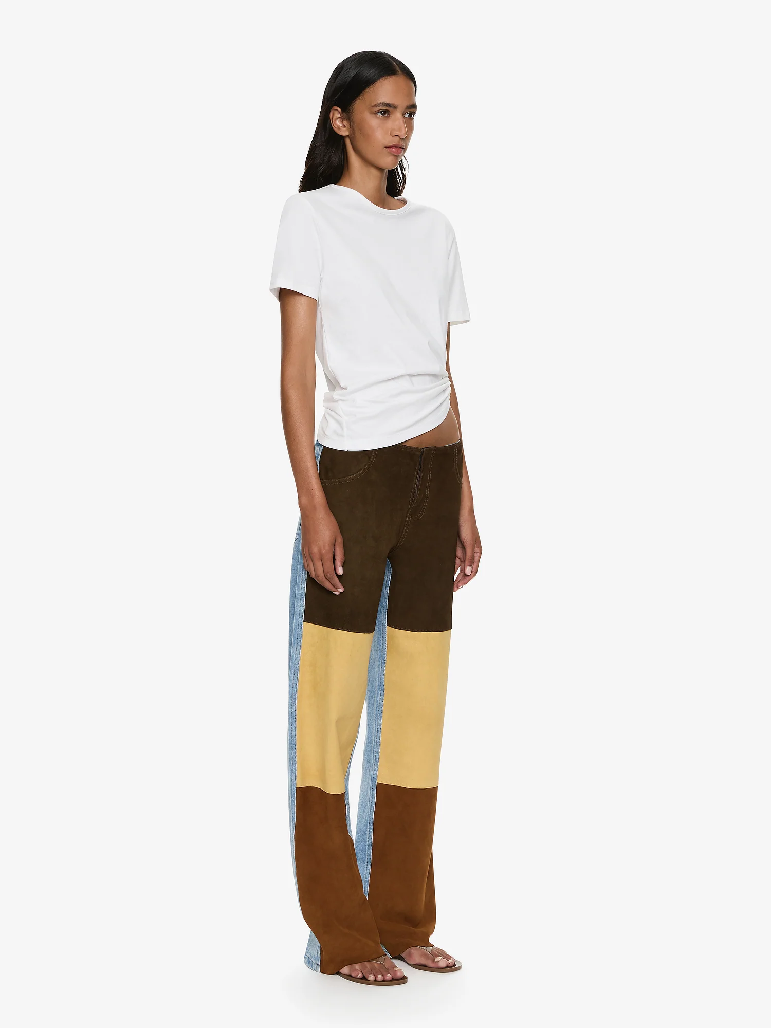 Spliced Suede Denim Jean - Image 2