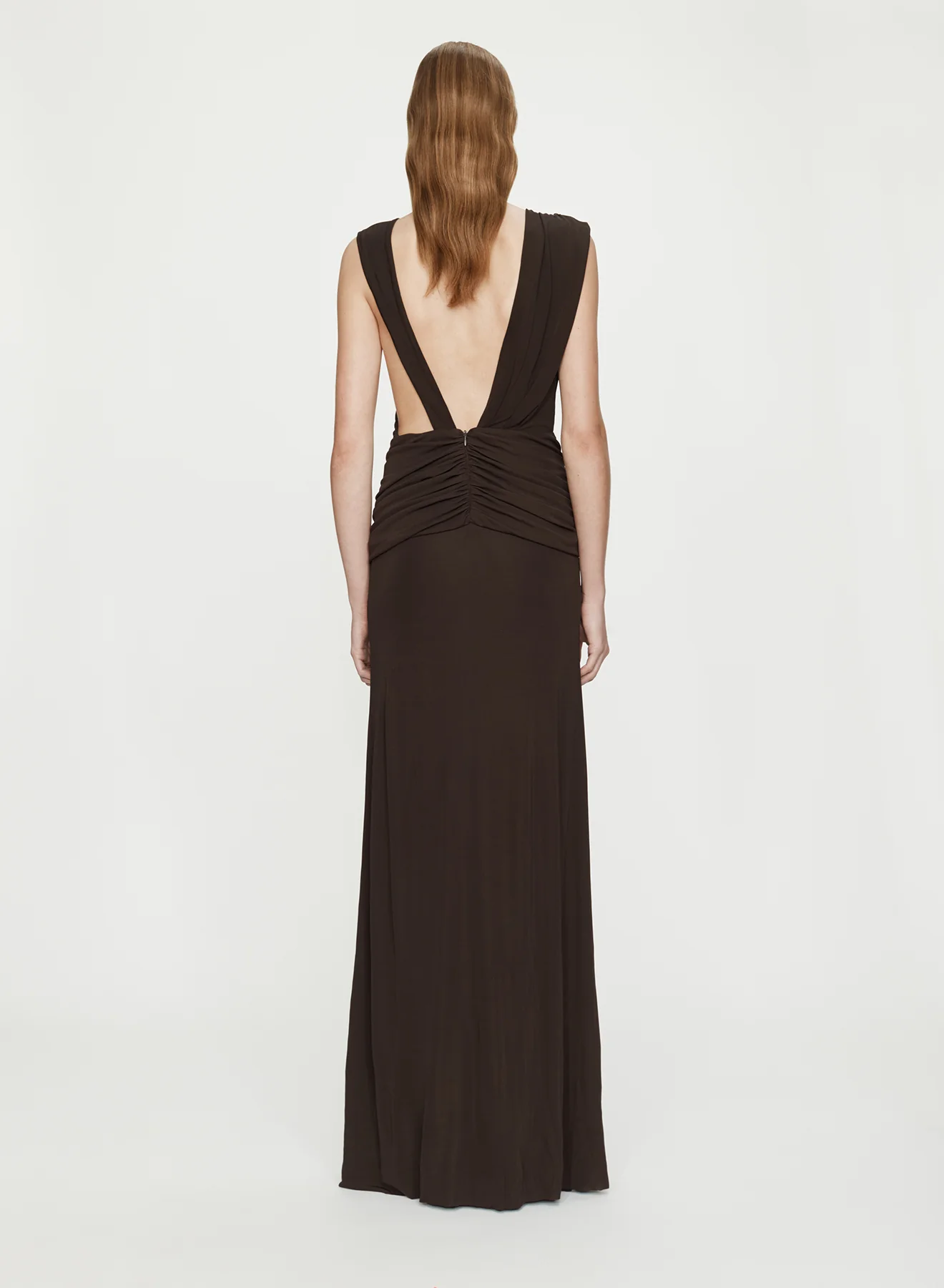 Stone Pin Scarf Drape Long Dress - Image 4