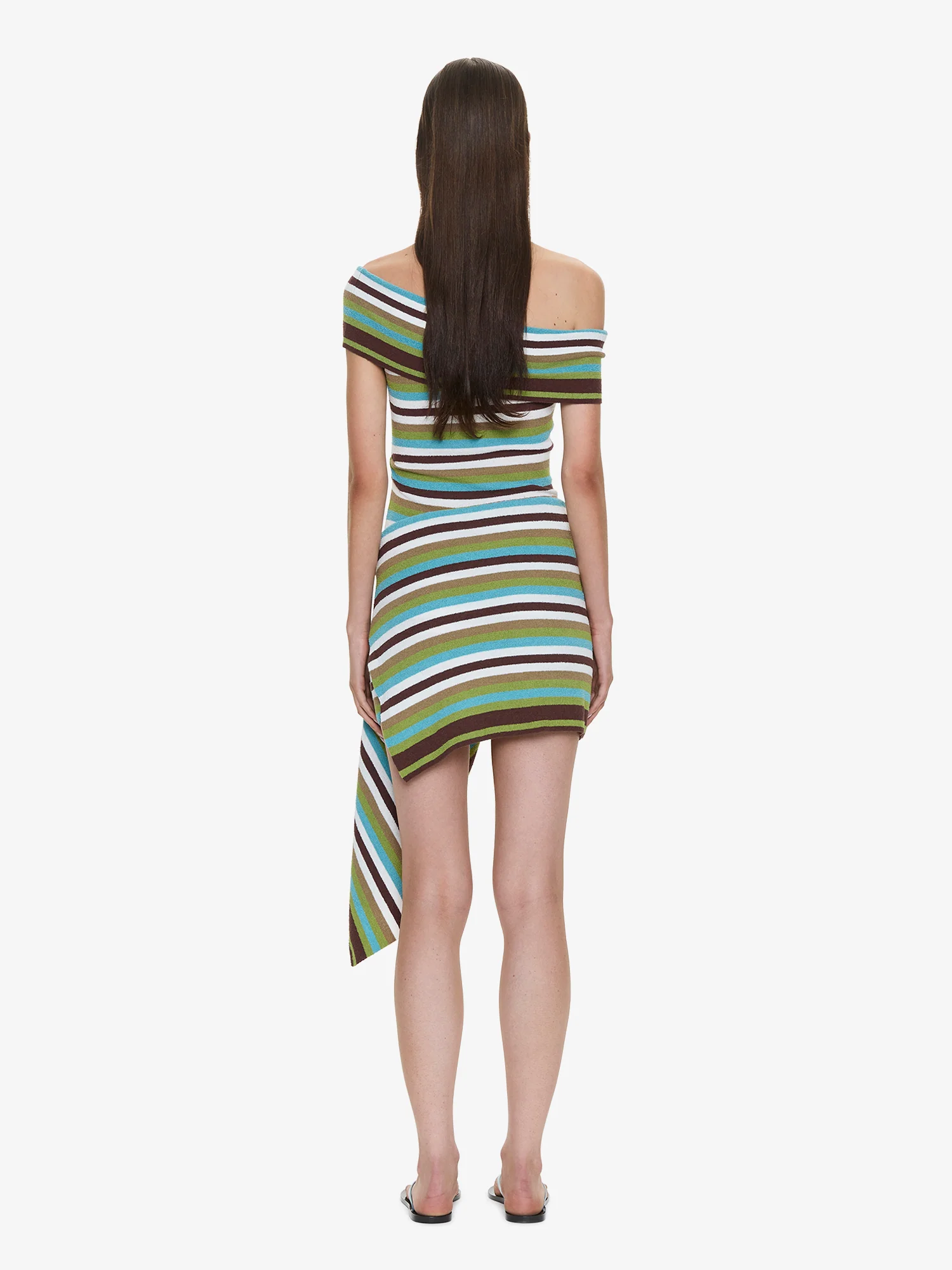 Stripe Knit Extension Drape Mini Dress - Image 4
