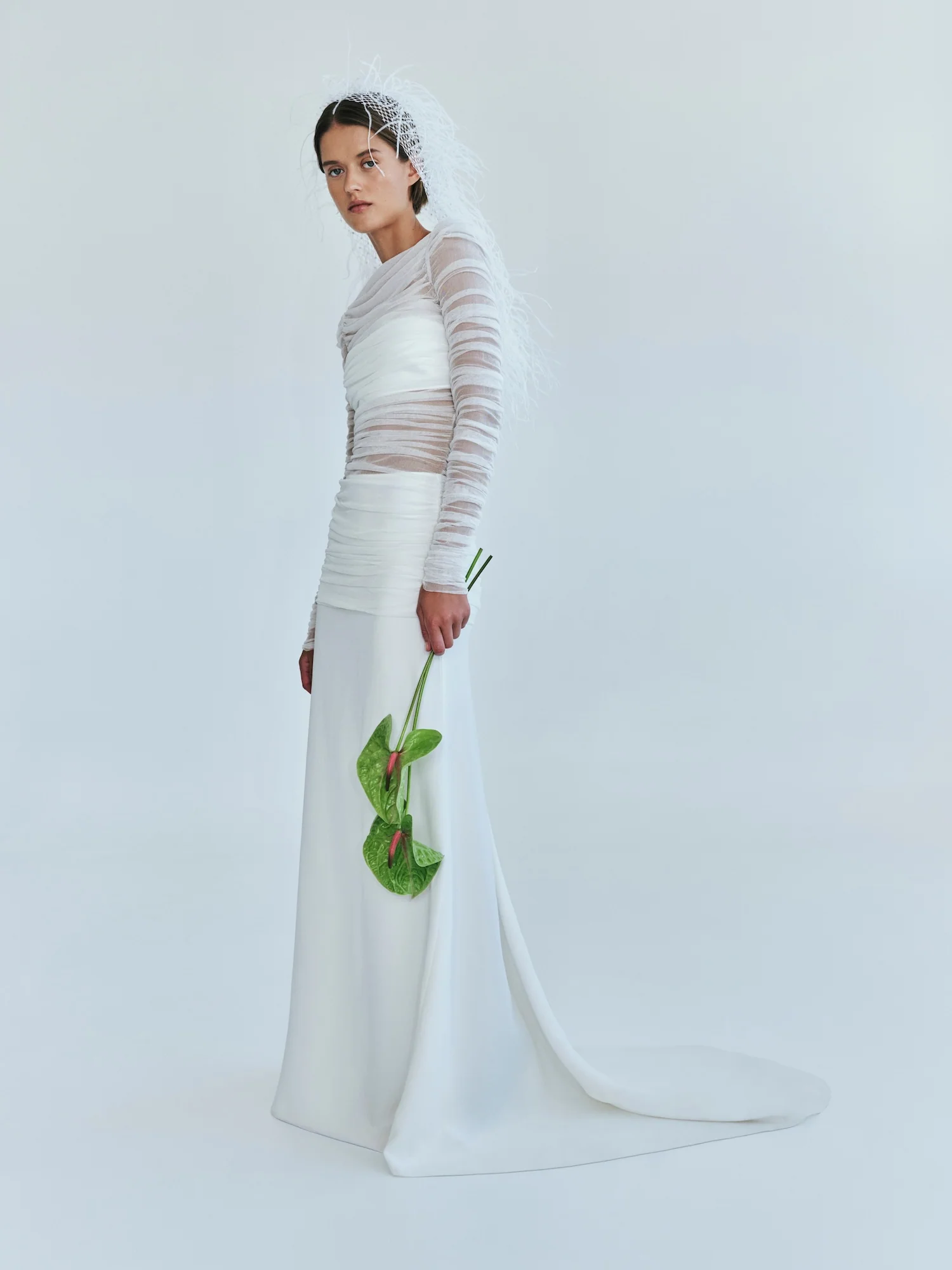 Veiled Tulle Overlay Gown