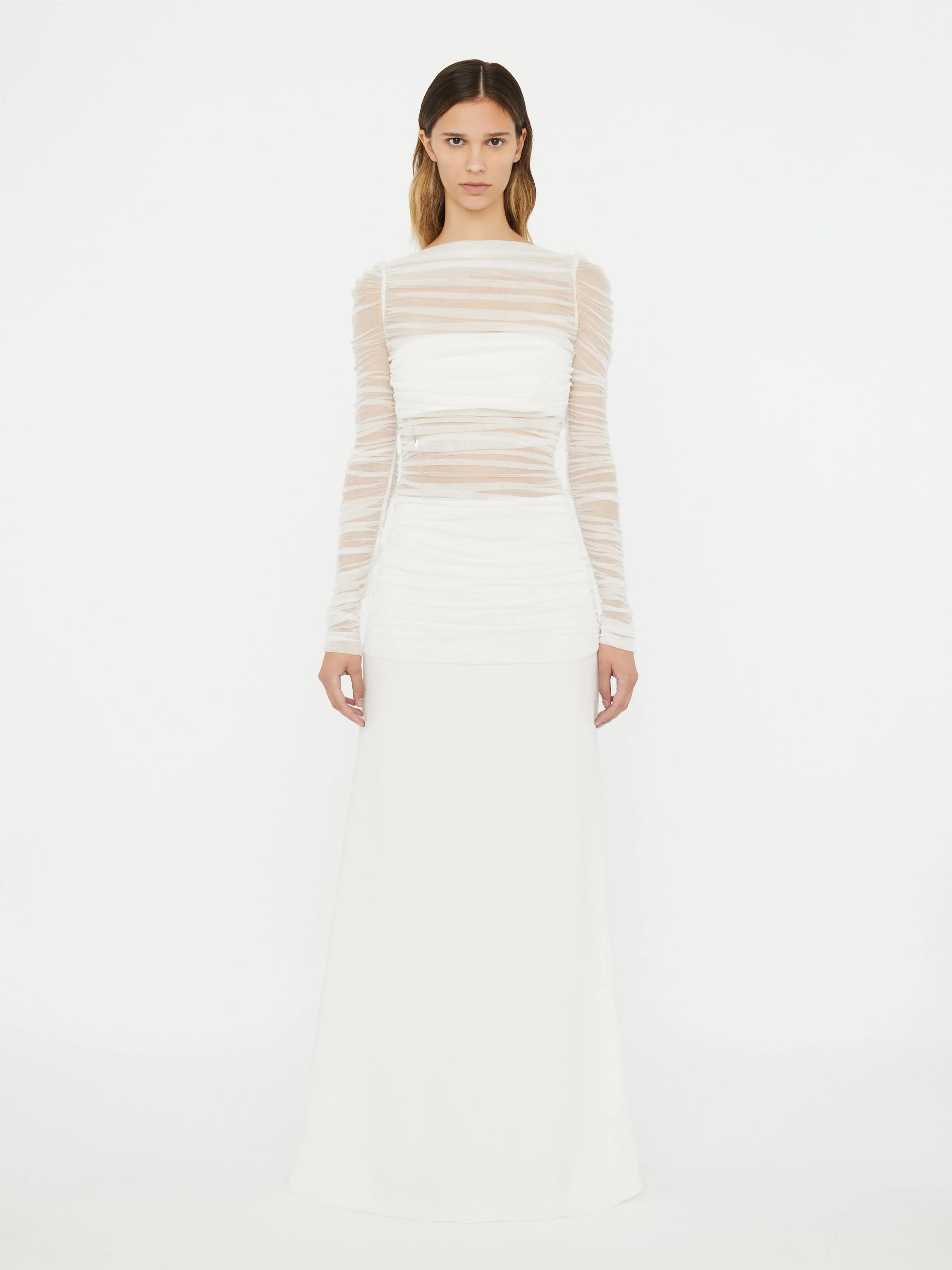 Veiled Tulle Overlay Gown - Image 3