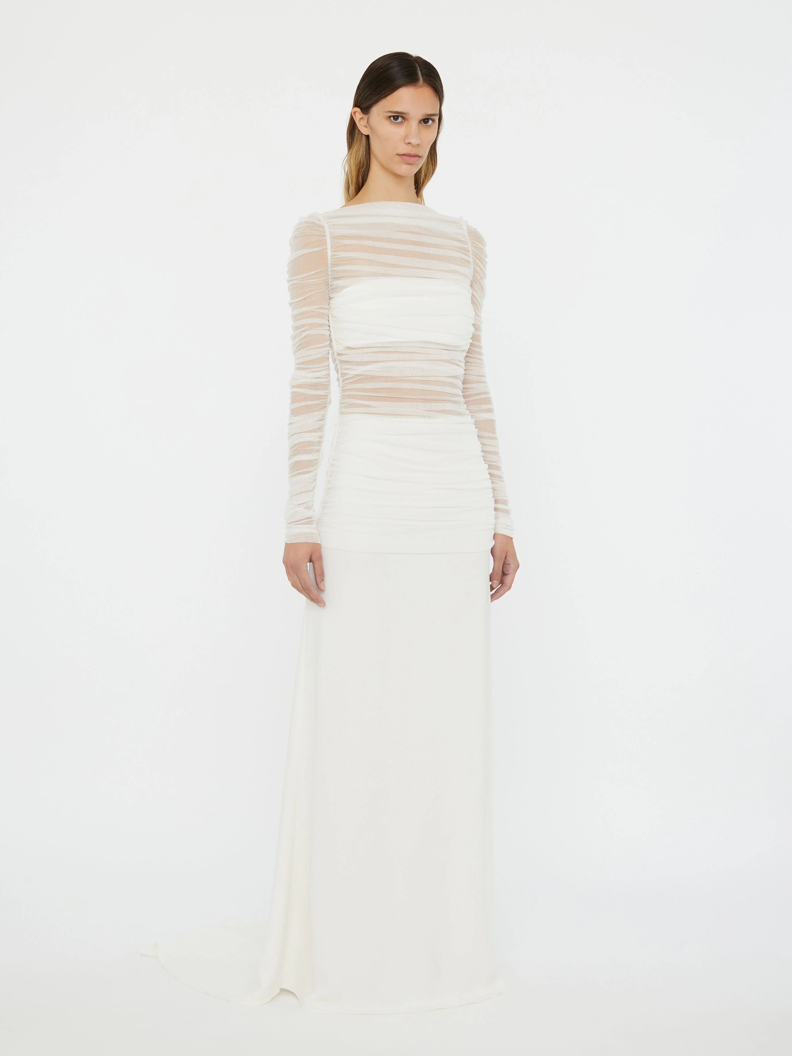 Veiled Tulle Overlay Gown - Image 4