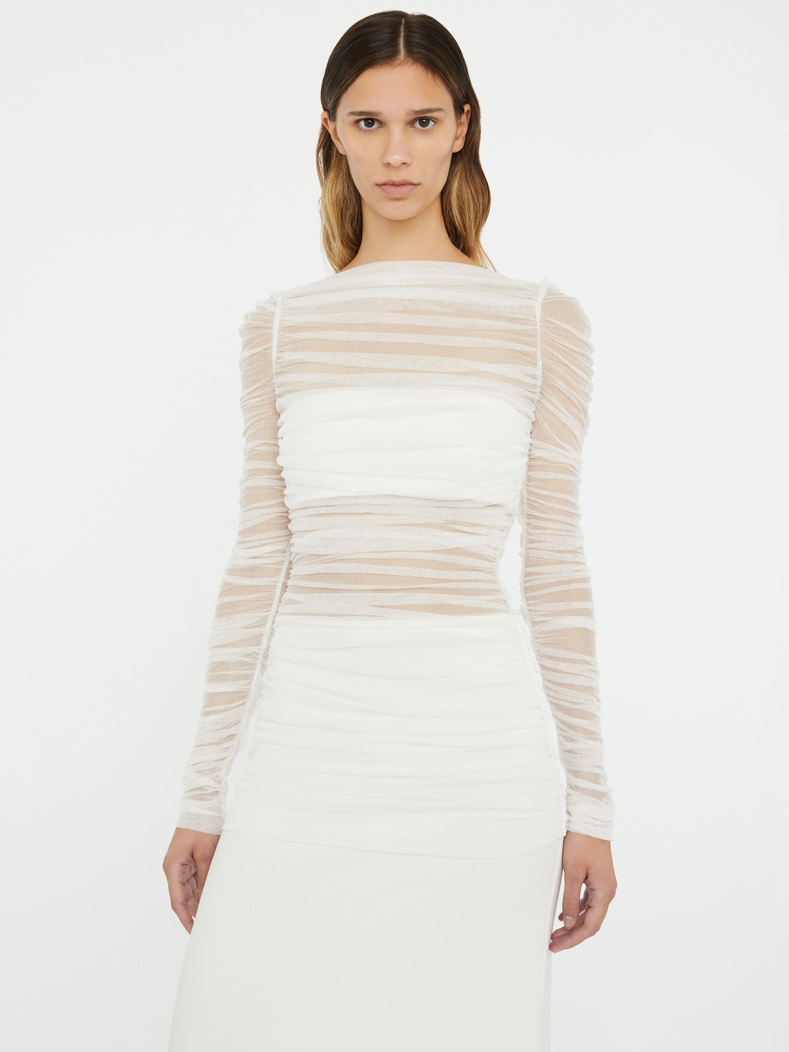Veiled Tulle Overlay Gown - Image 5